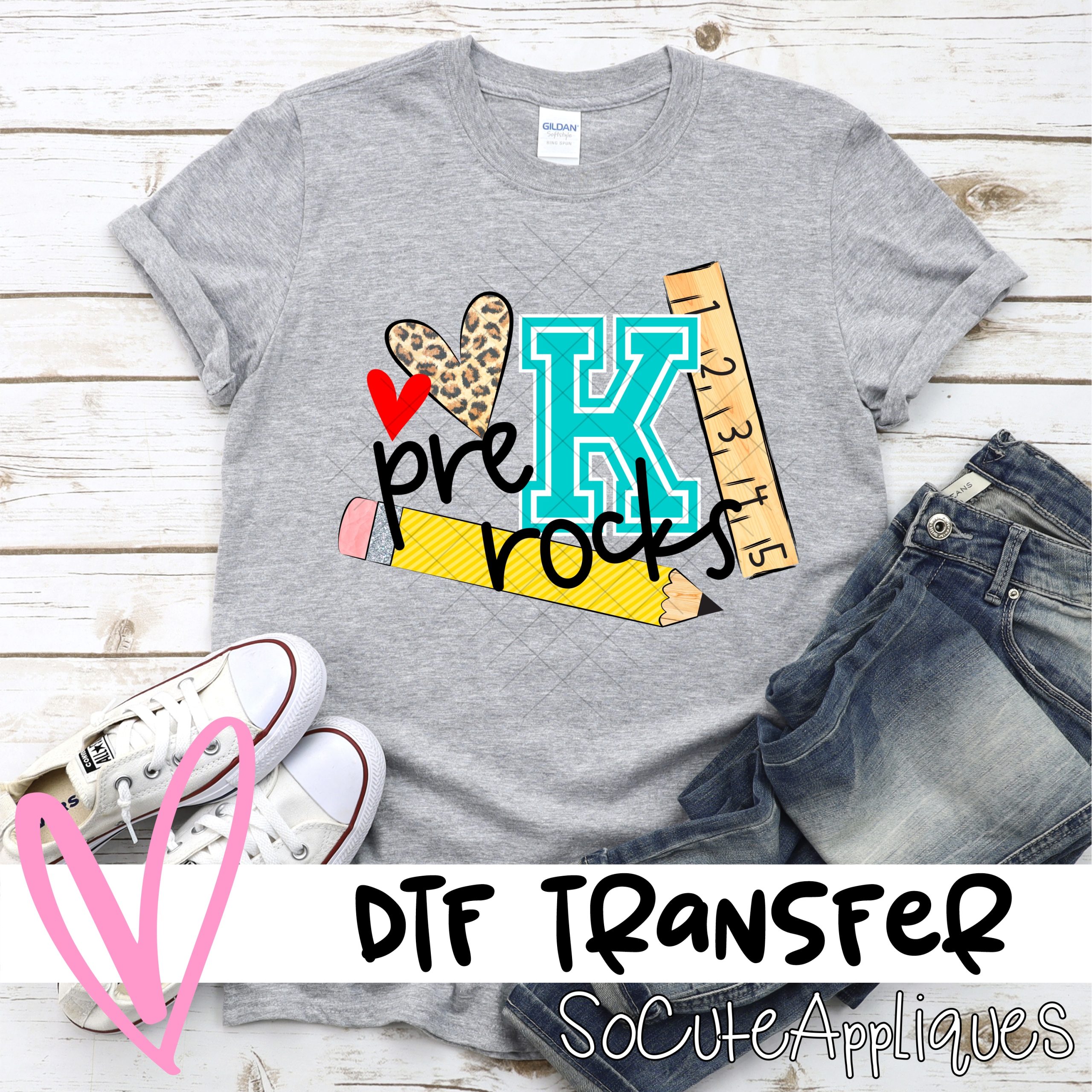 PreK rocks pencil ruler *DTF* Transfer