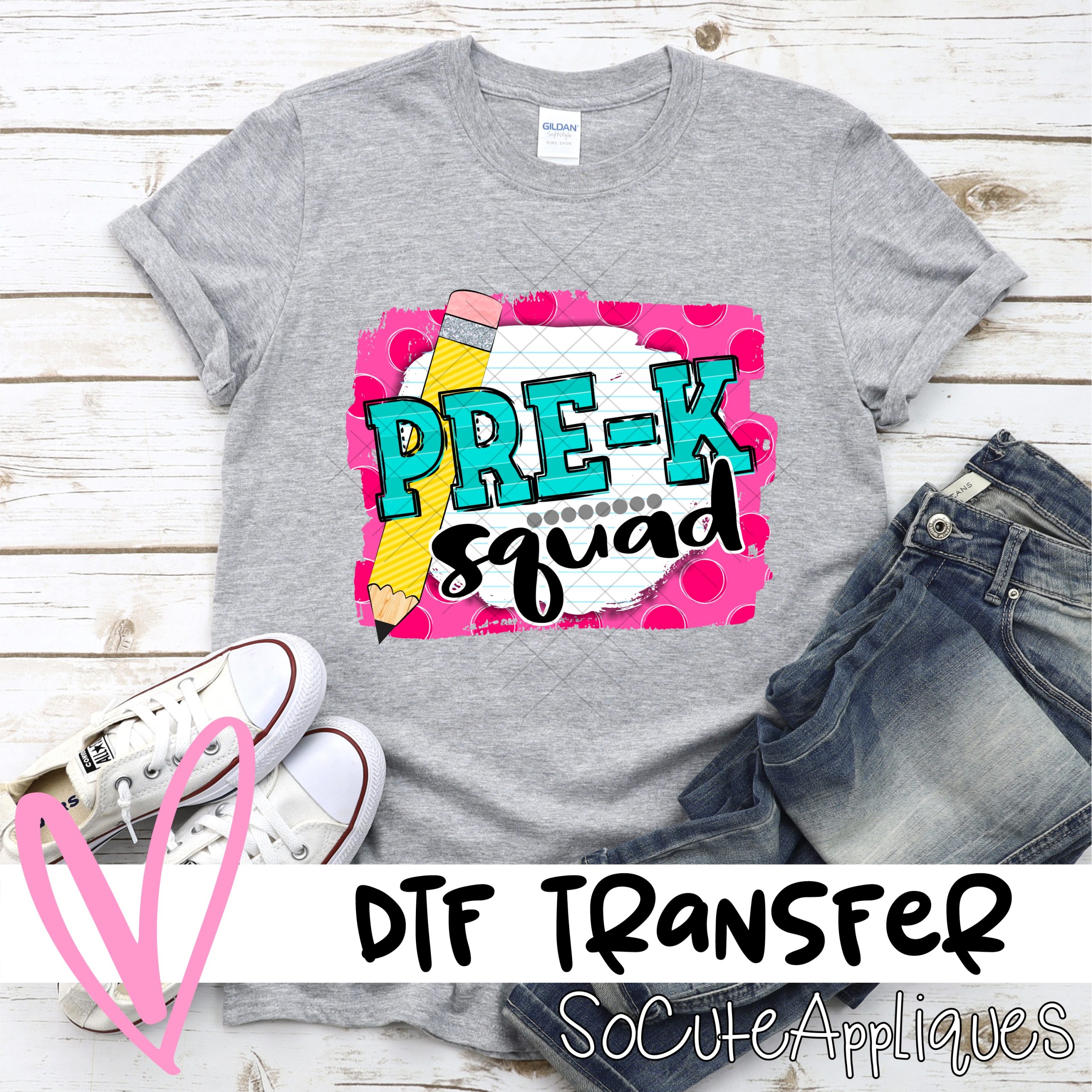 PreK squad on hot pink dot *DTF* Transfer