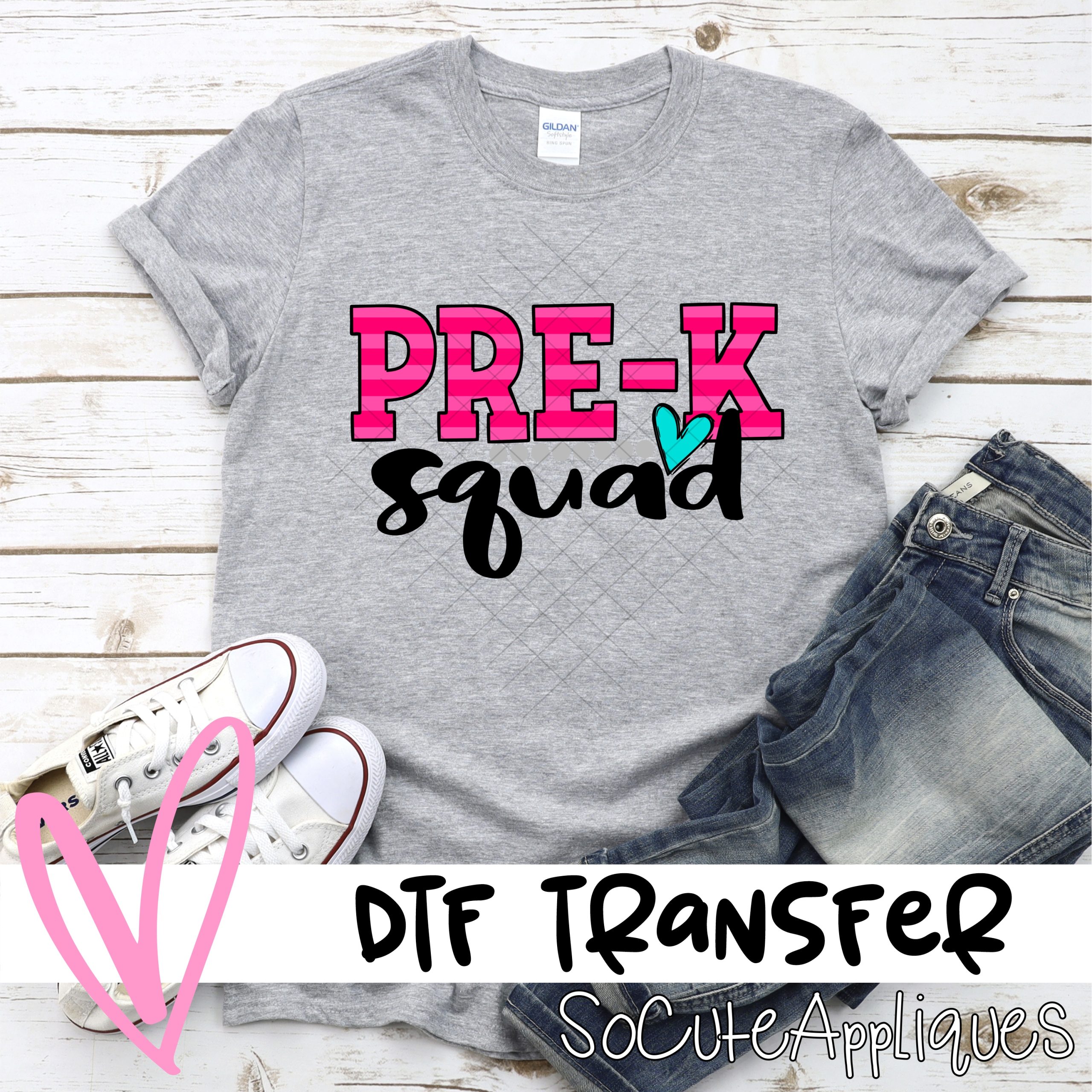 PreK squad pink stripe *DTF* Transfer