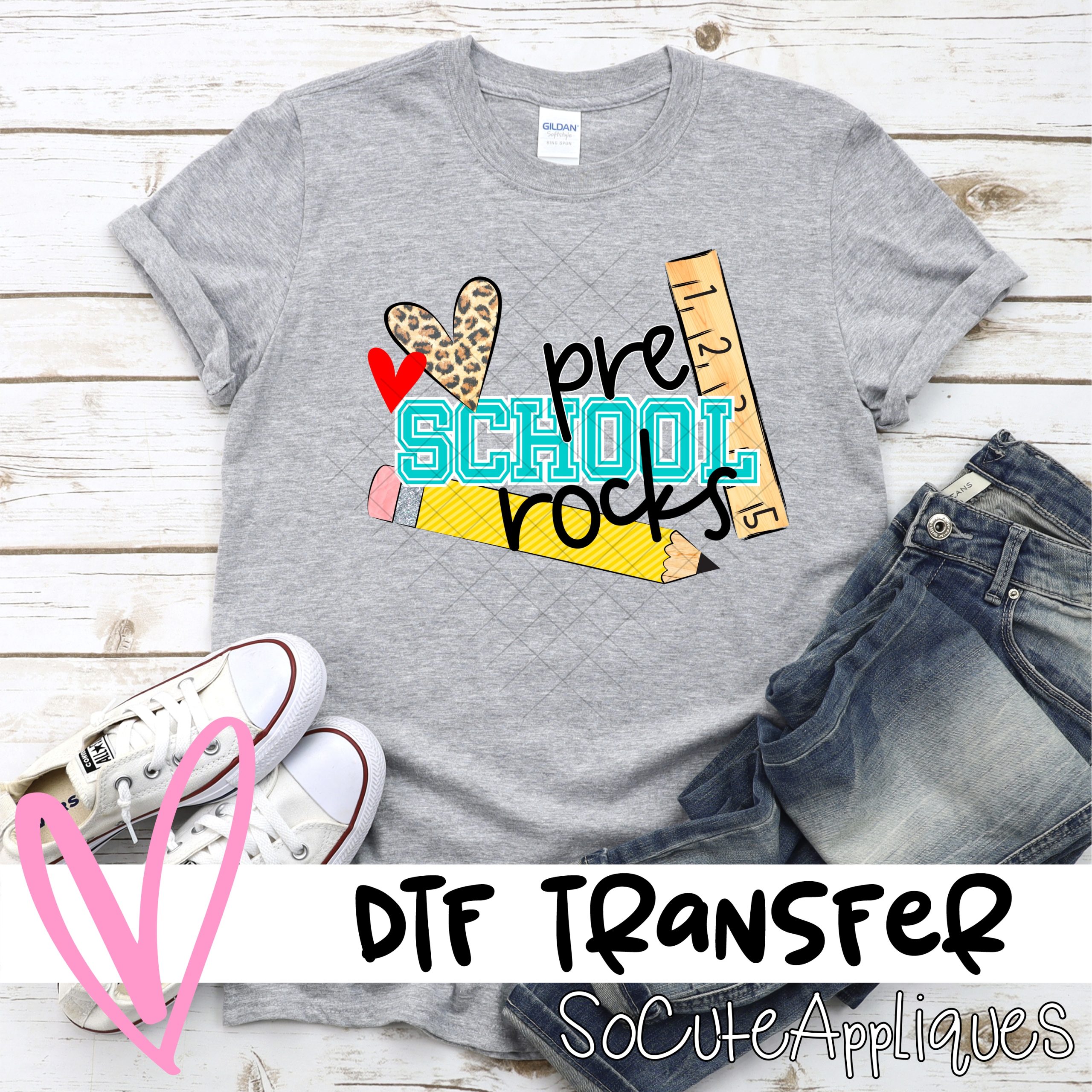 Preschool rocks pencil ruler *DTF* Transfer