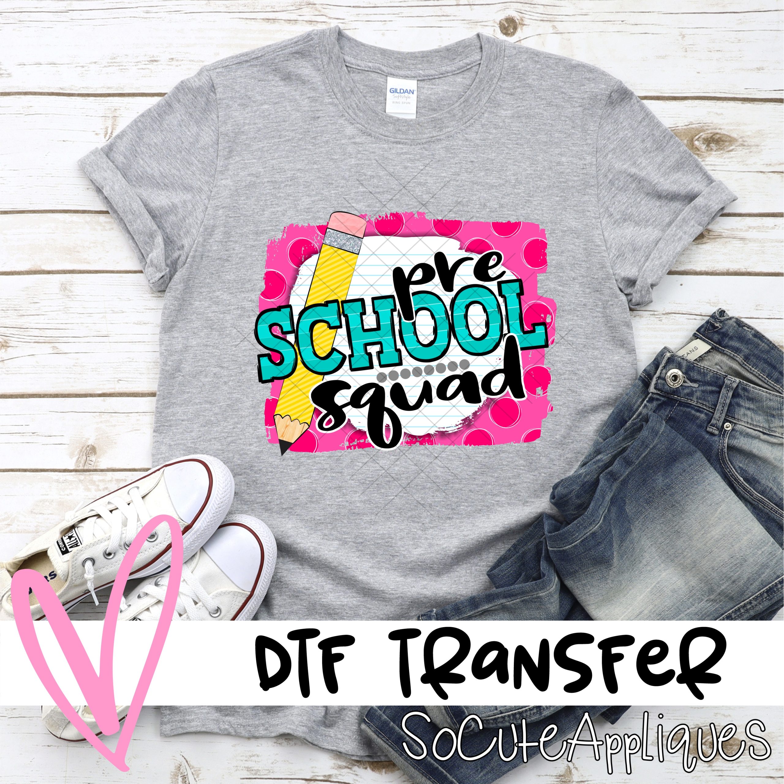 Preschool squad on hot pink dot *DTF* Transfer