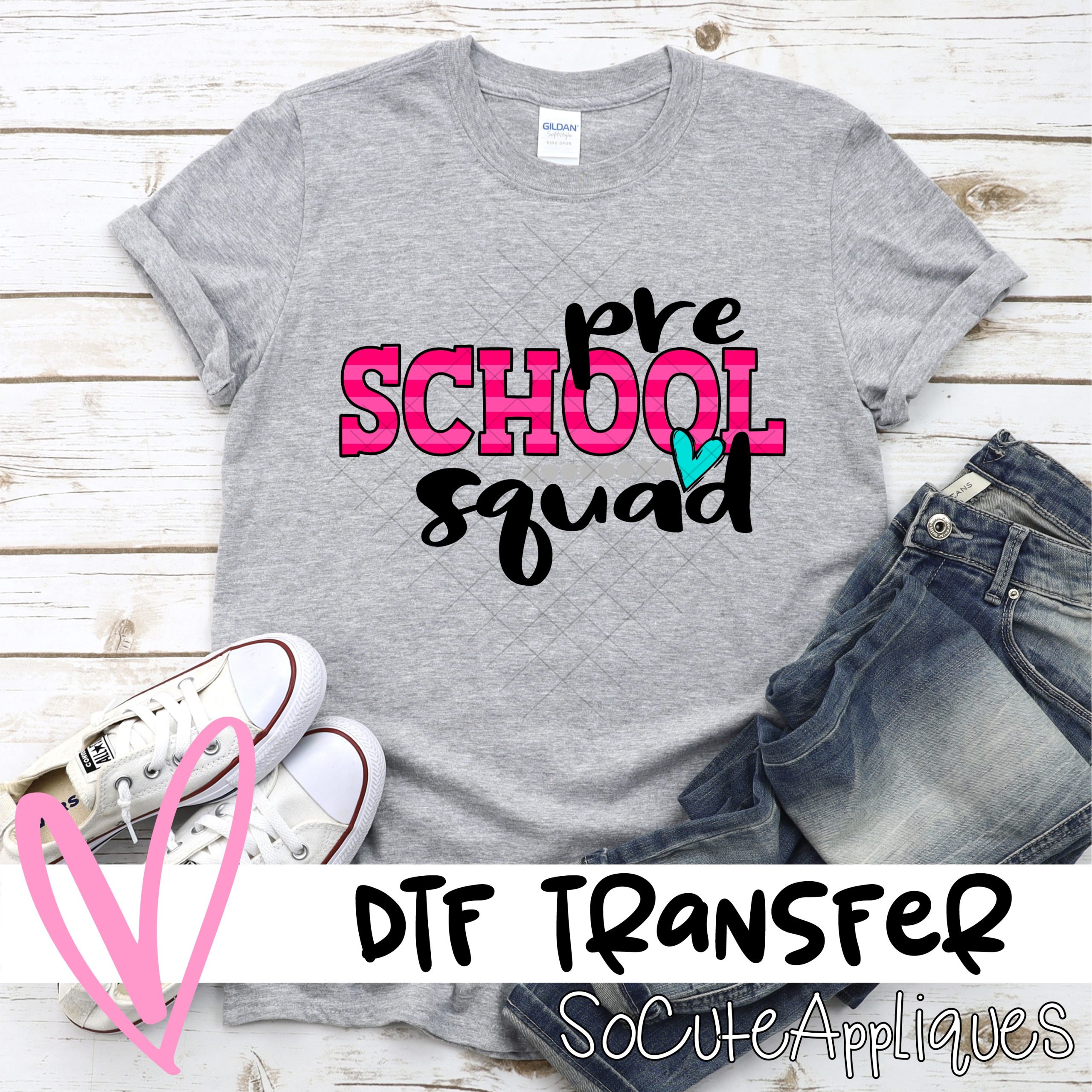 Preschool squad pink stripe *DTF* Transfer