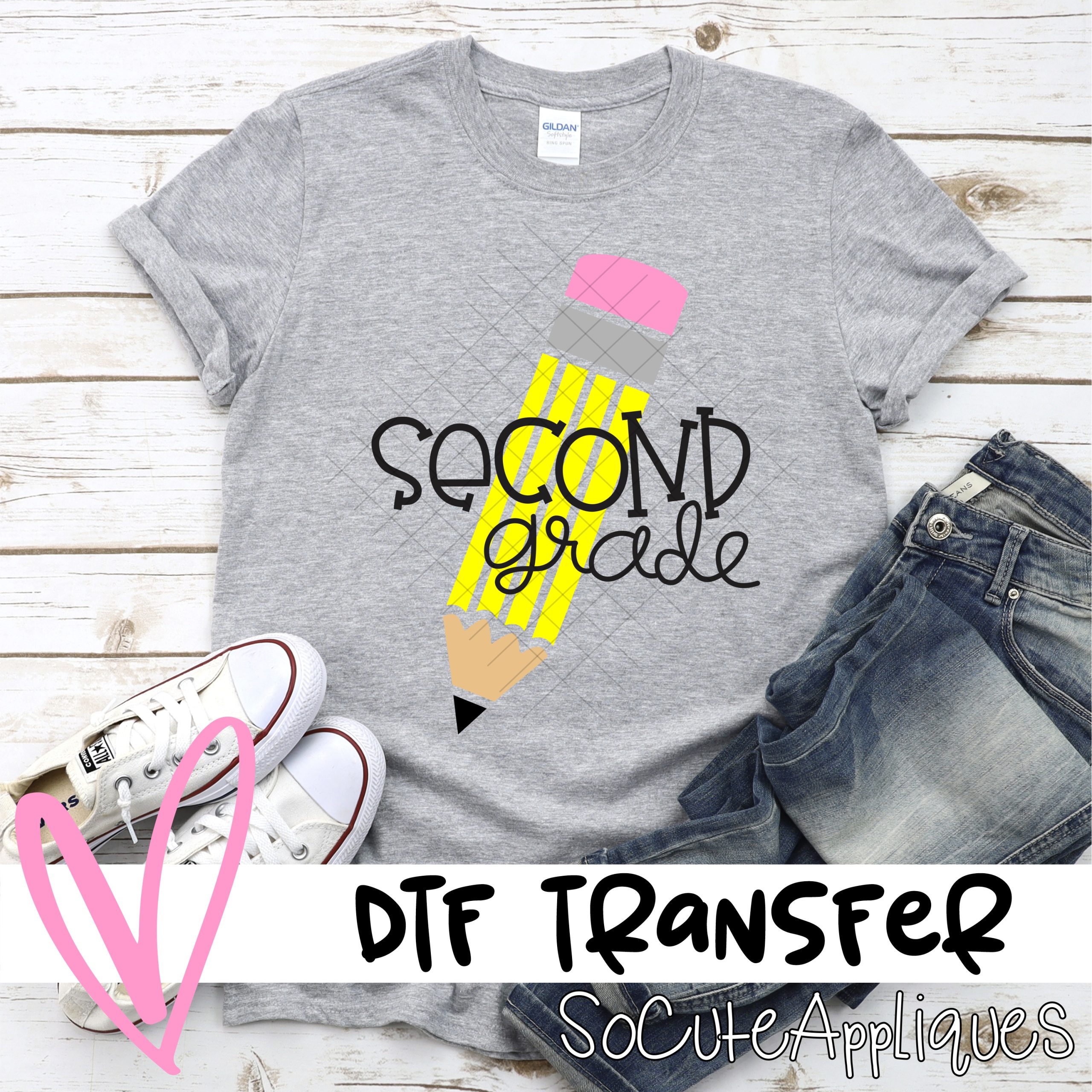 second grade pencil *DTF* Transfer