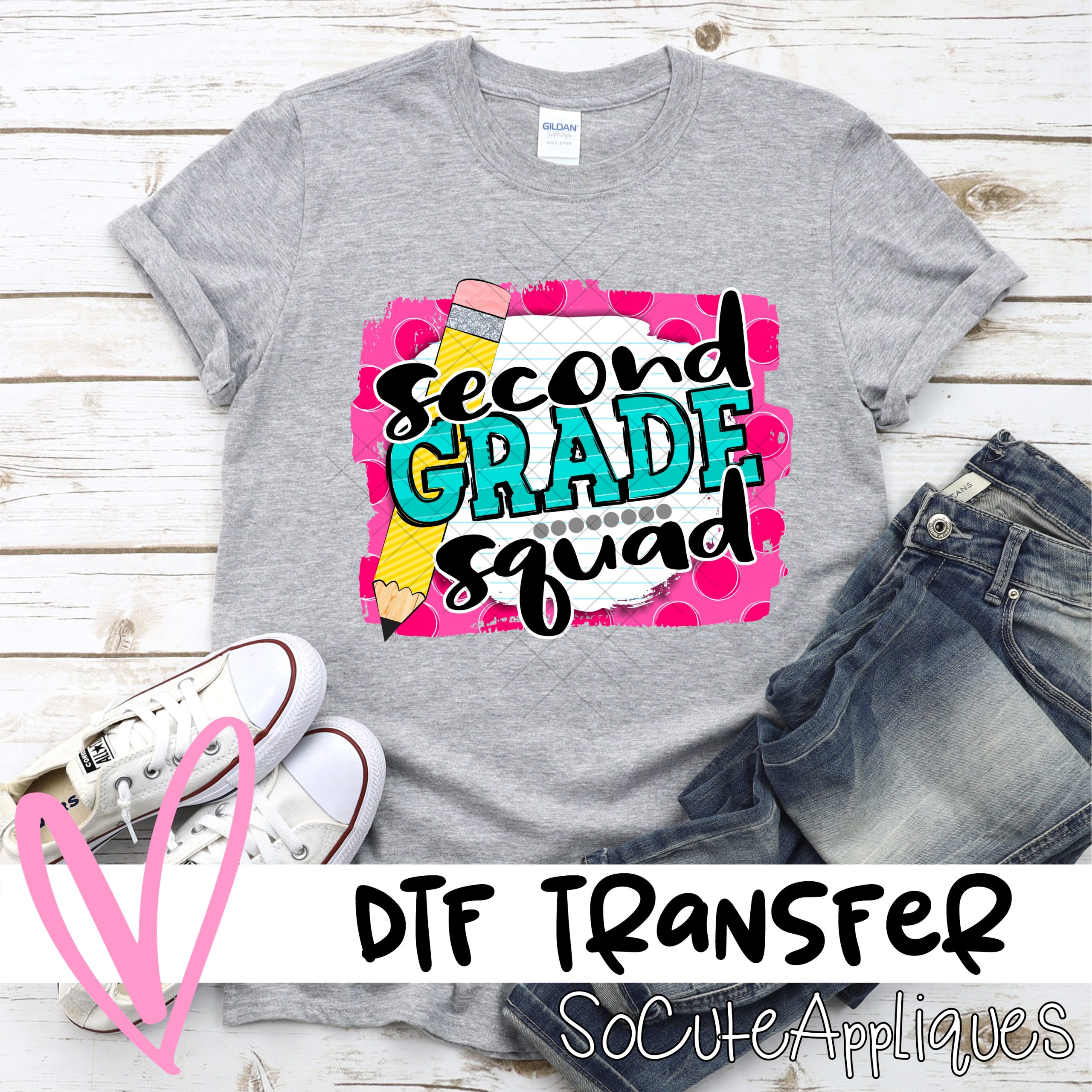 Second grade squad on pink dot *DTF* Transfer
