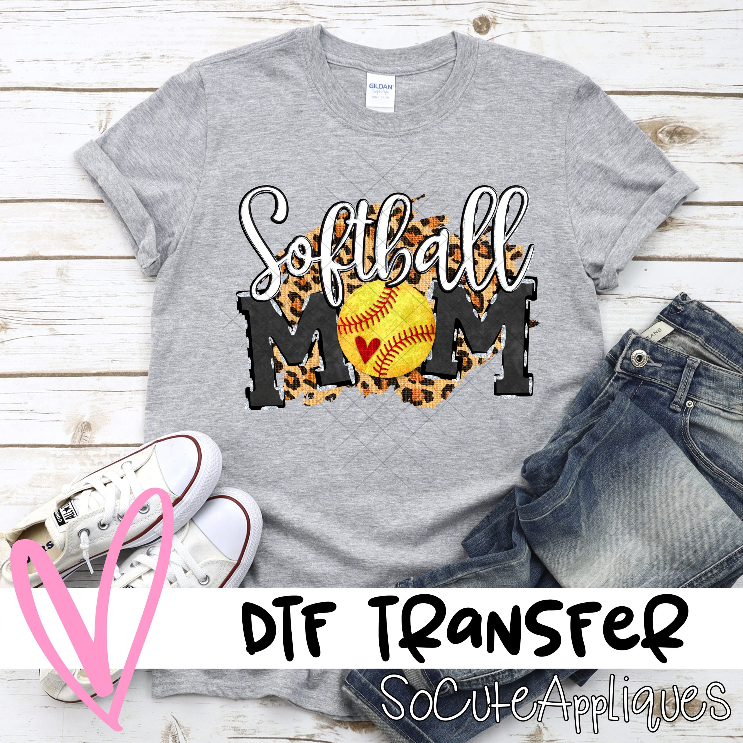 Softball mom on leopard *DTF* Transfer