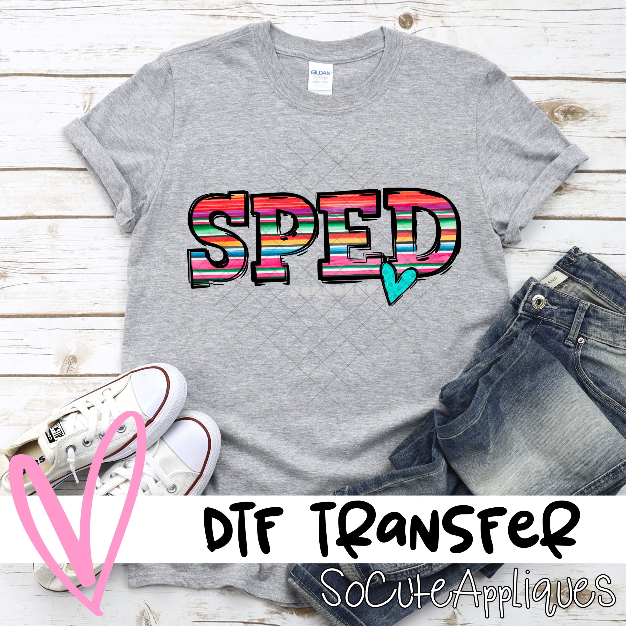 SPED serape with heart *DTF* Transfer