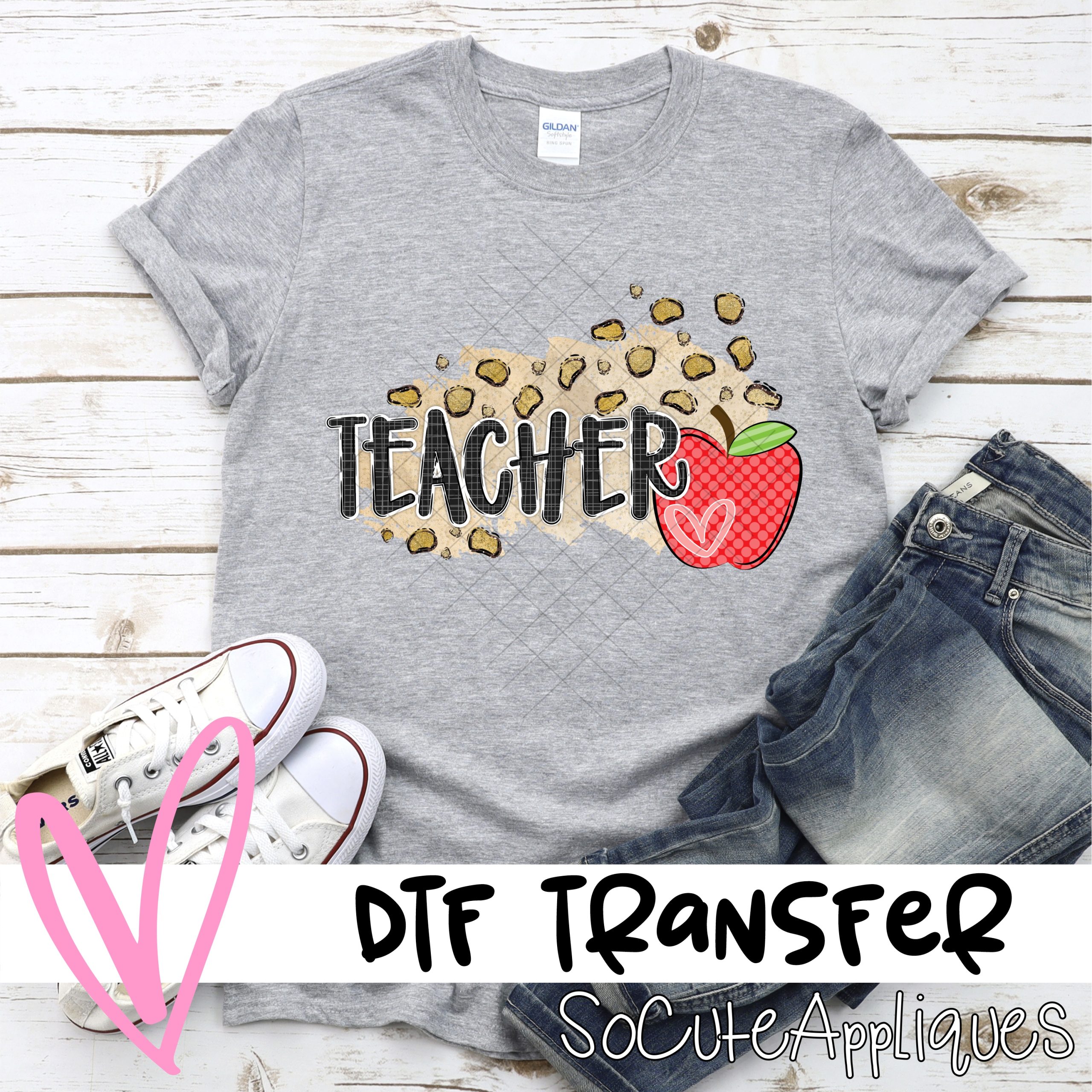 Teacher apple leopard spots *DTF* Transfer