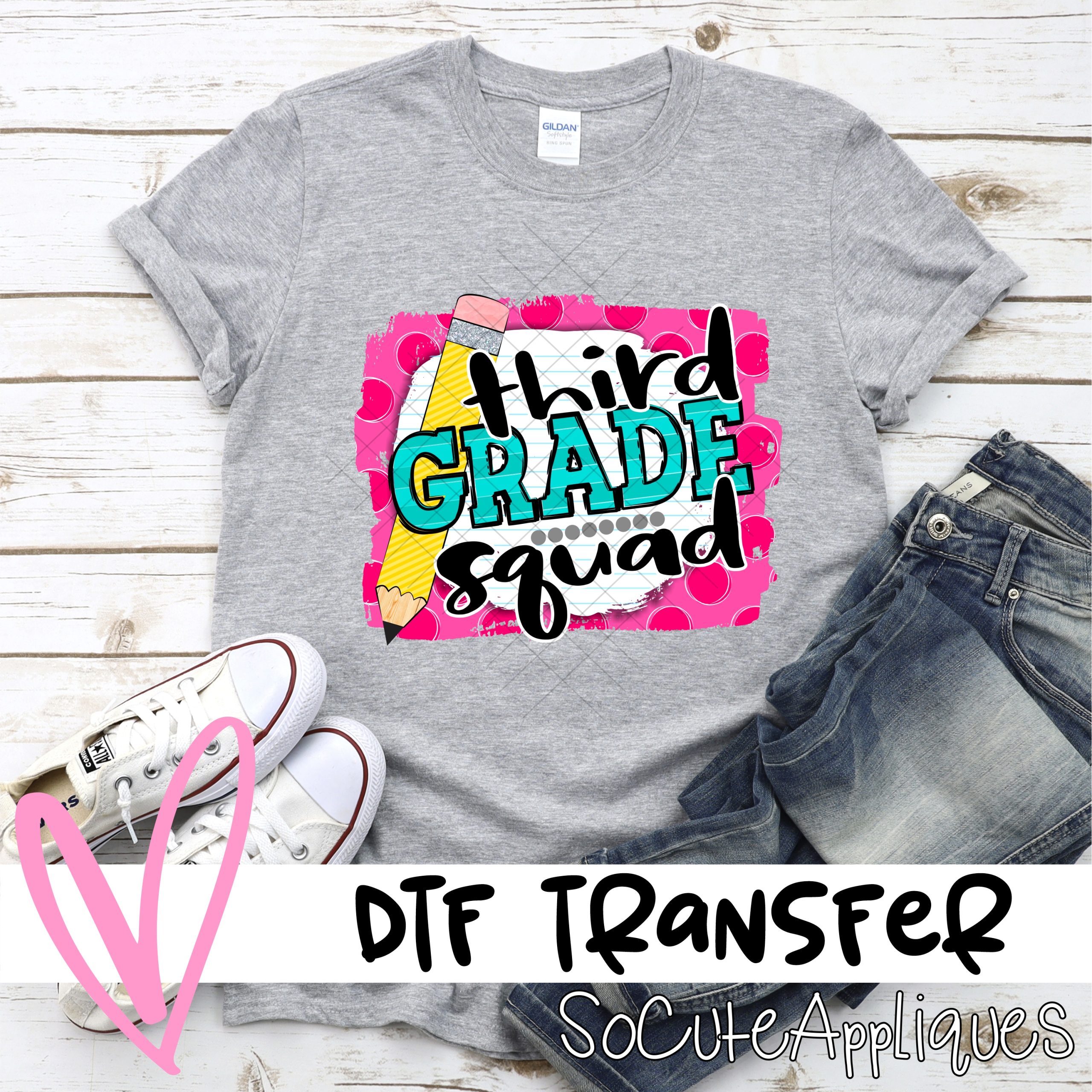 Third grade squad on pink dot *DTF* Transfer