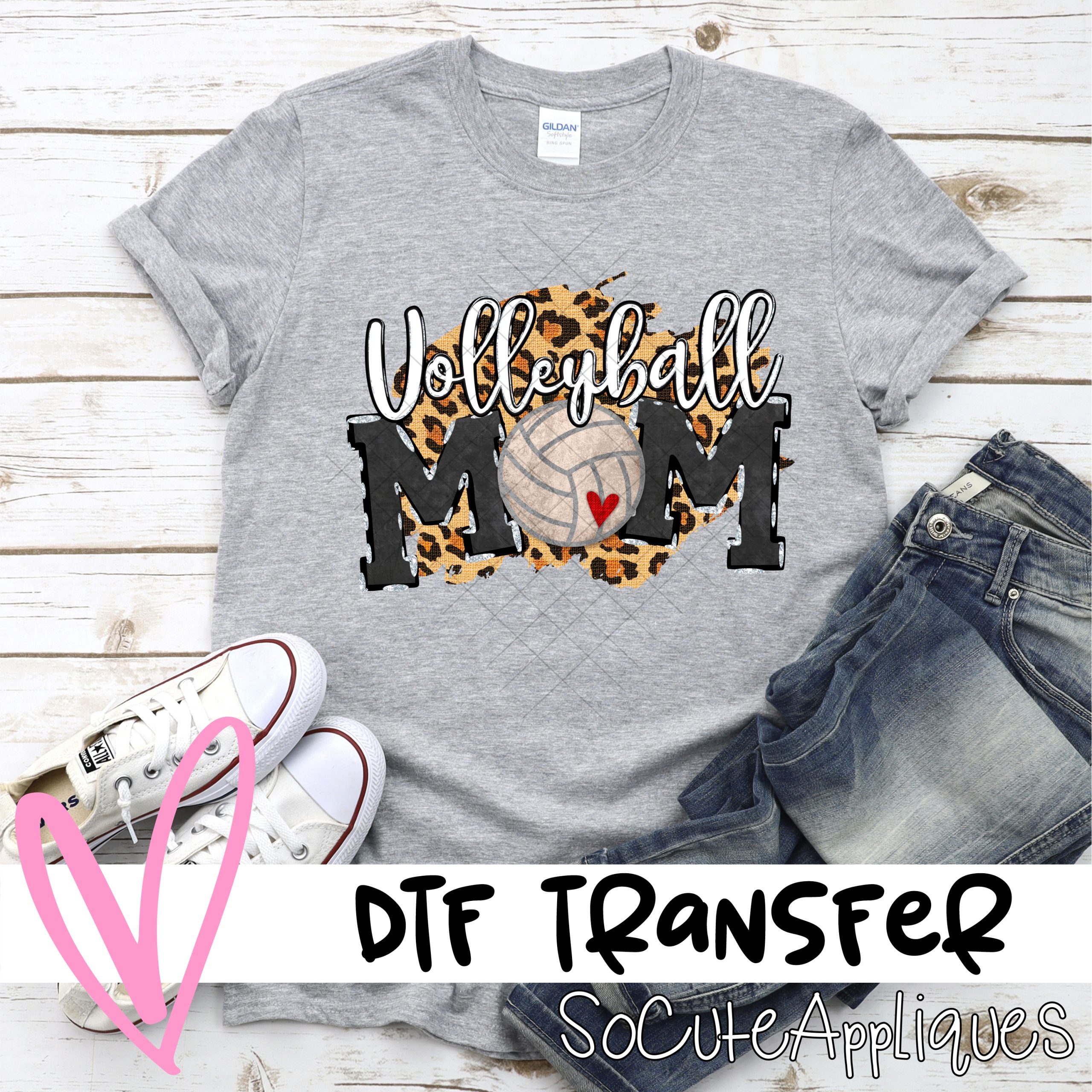 Volleyball mom on leopard *DTF* Transfer