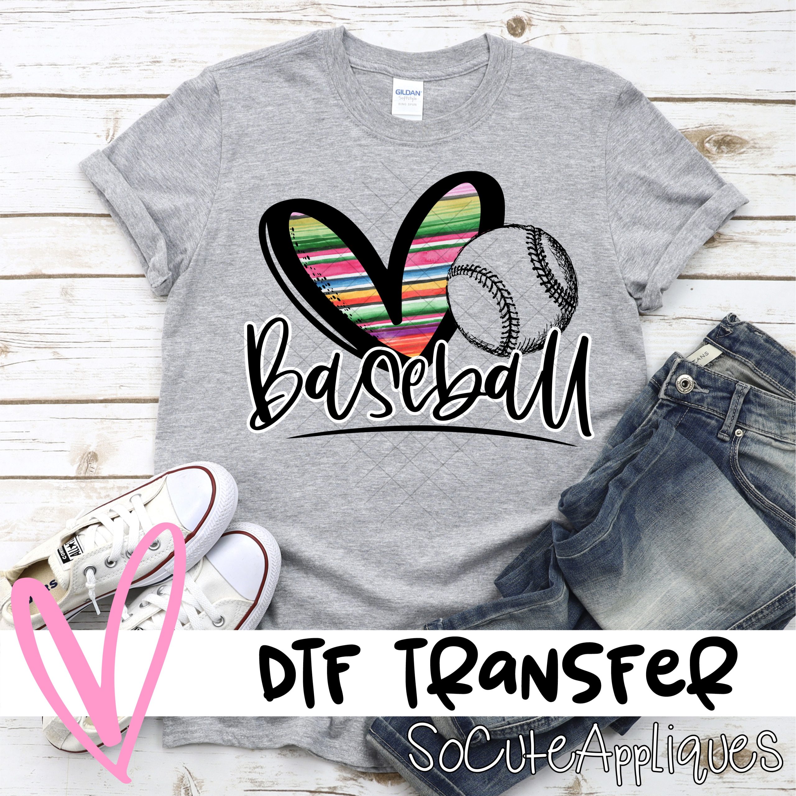 Heart baseball serape  *DTF* Transfer