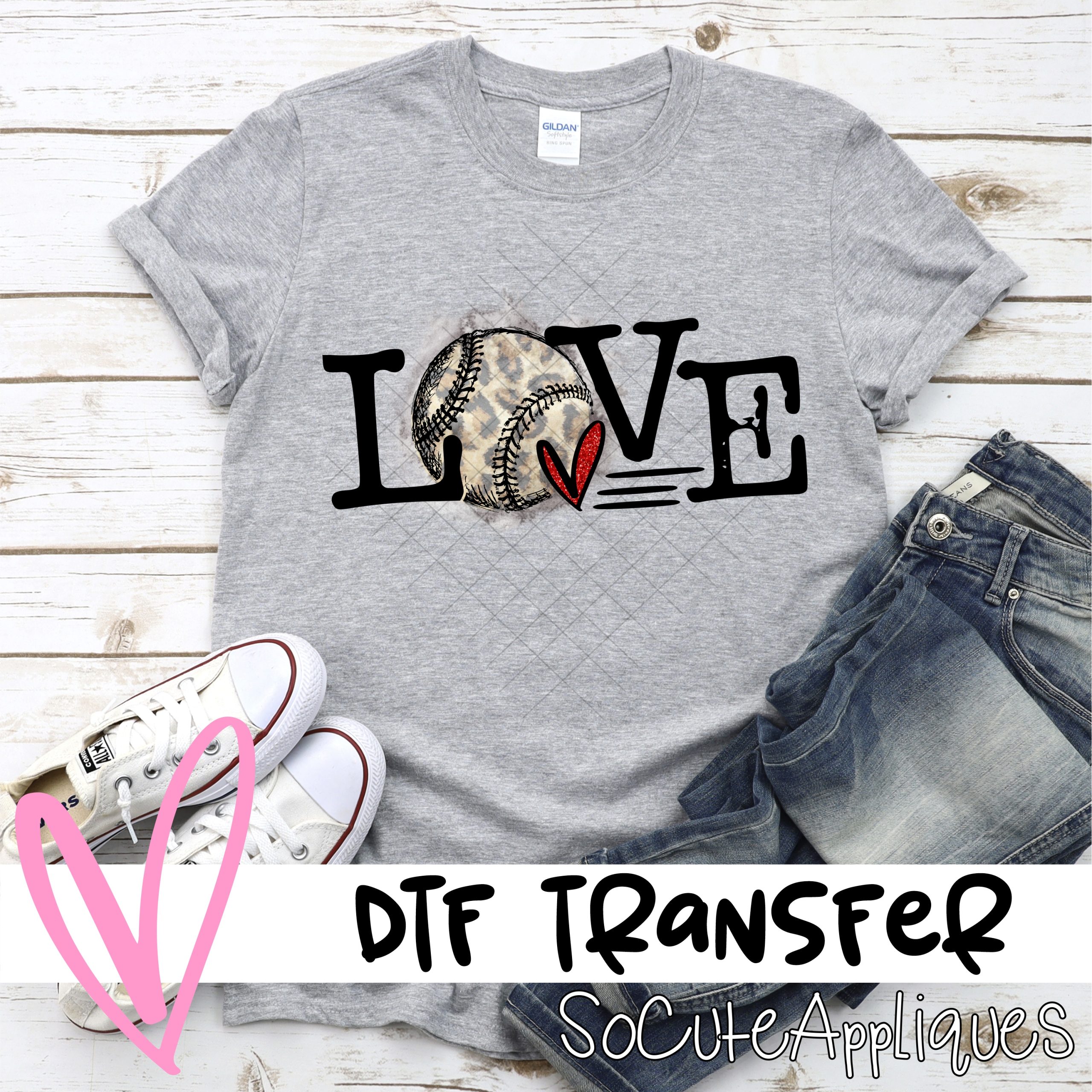 LOVE baseball O leopard  *DTF* Transfer
