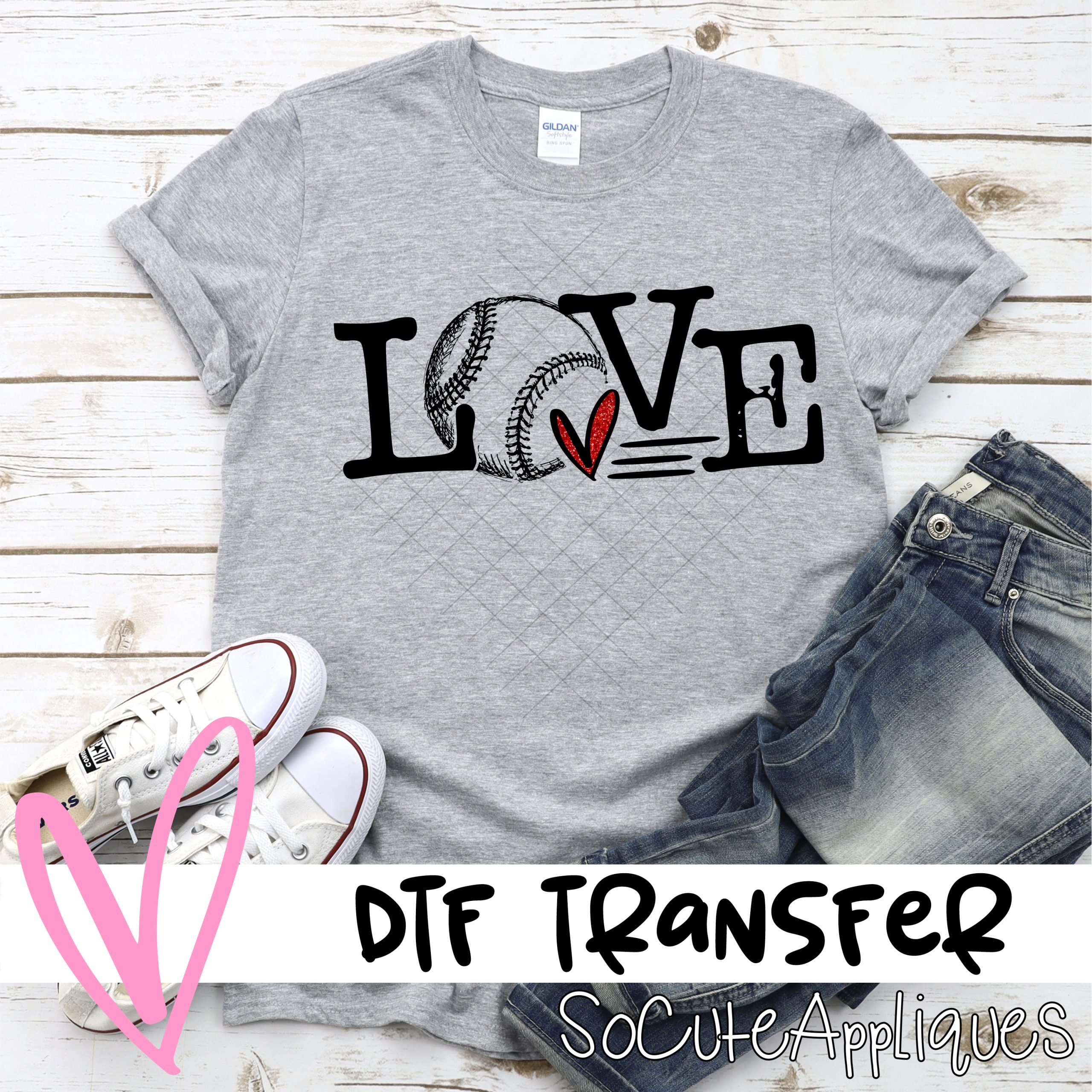 LOVE baseball O PLAIN  *DTF* Transfer