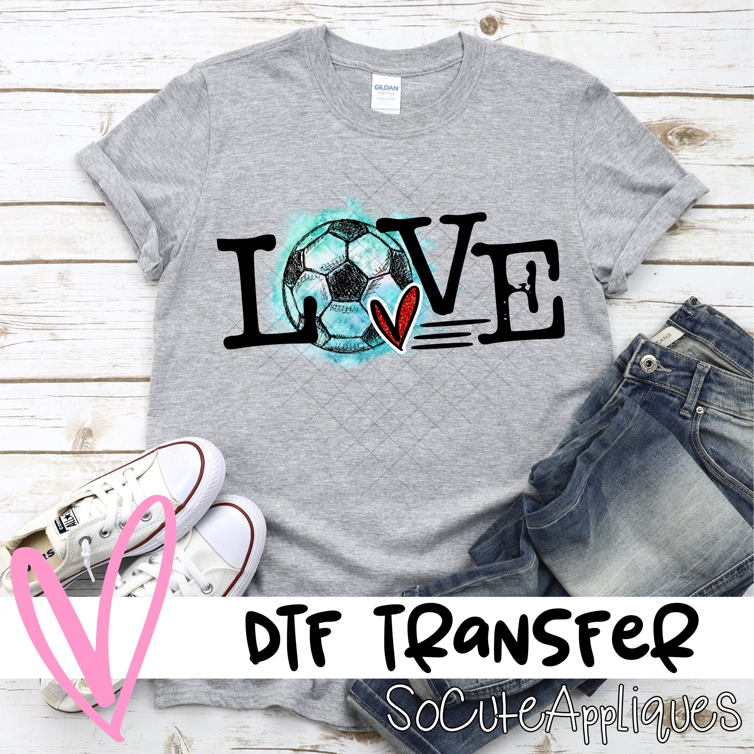 LOVE soccer O blue  *DTF* Transfer