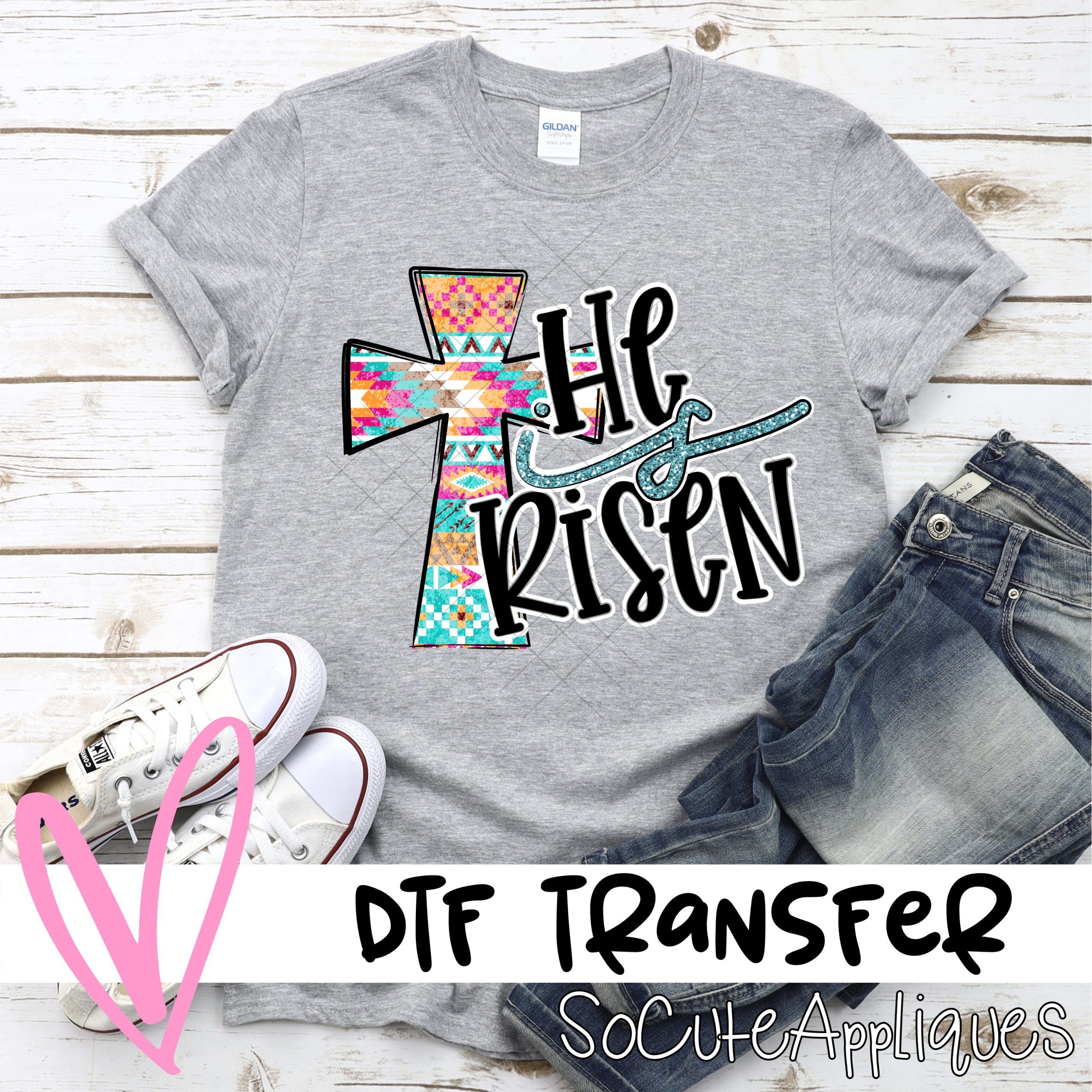 He is Risen serape cross  *DTF* Transfer