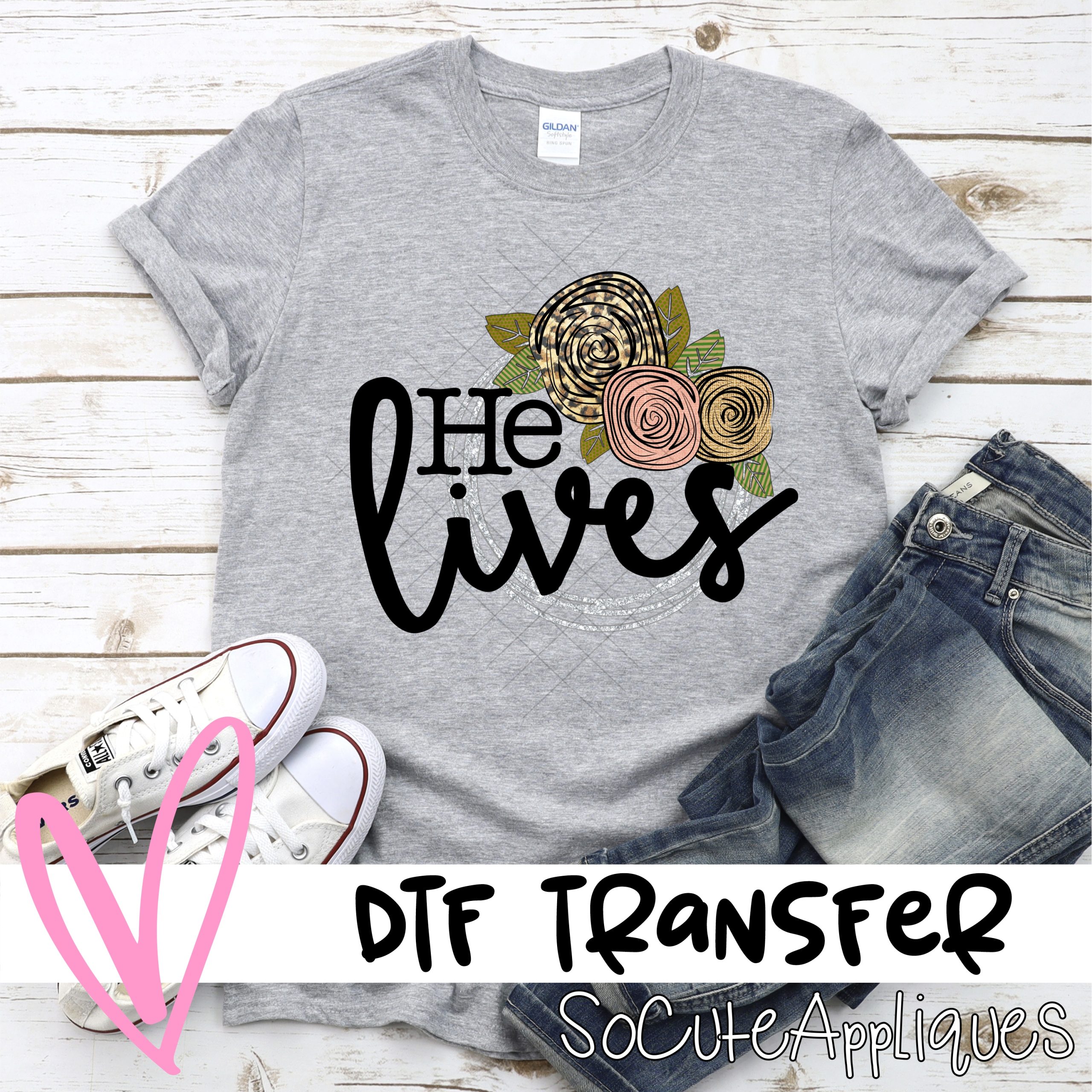 He lives circle flowers  *DTF* Transfer