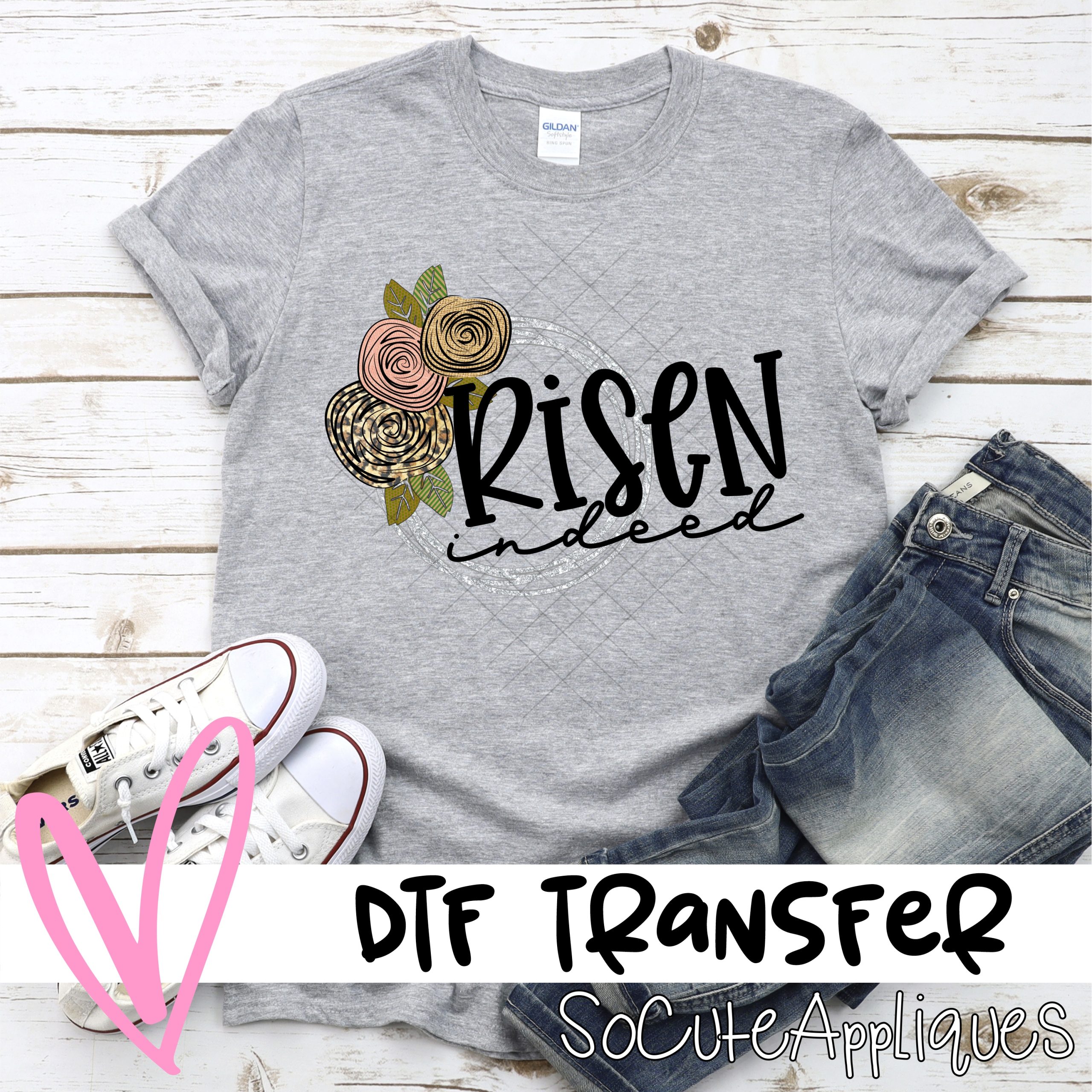 Risen indeed flower circle  *DTF* Transfer