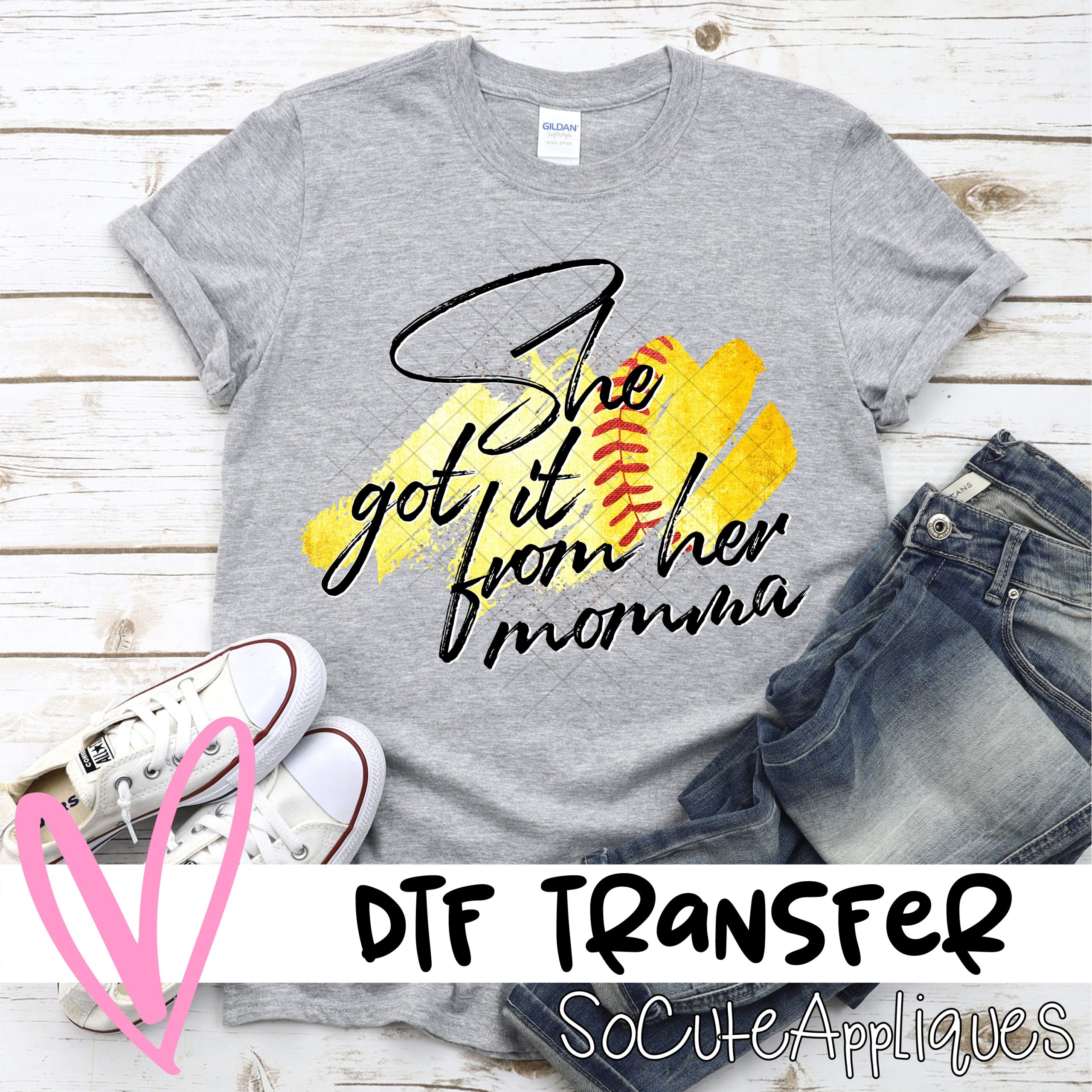 She got it from HER momma SOFTBALL swatch  *DTF* Transfer