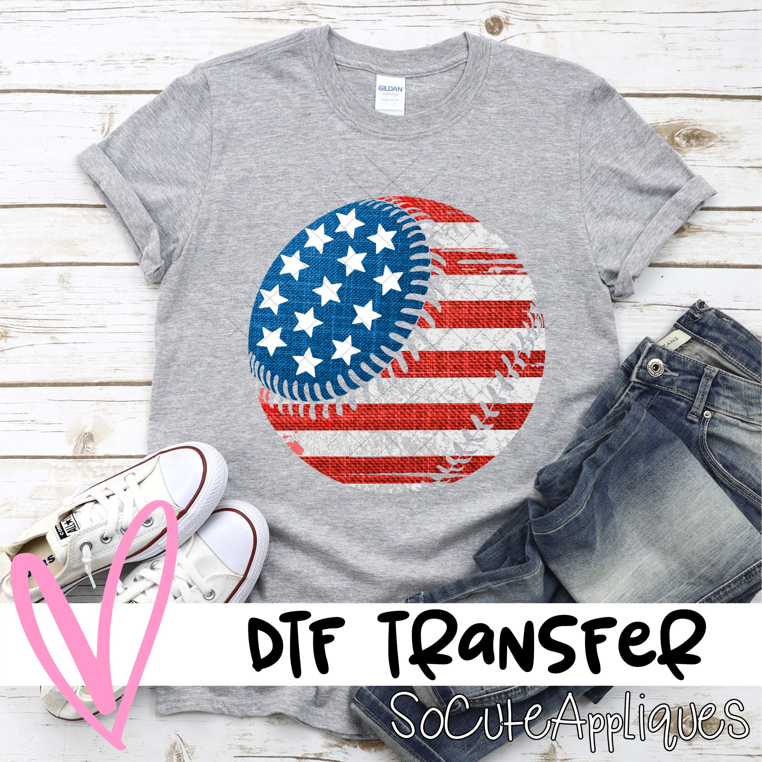 American flag baseball  *DTF* Transfer