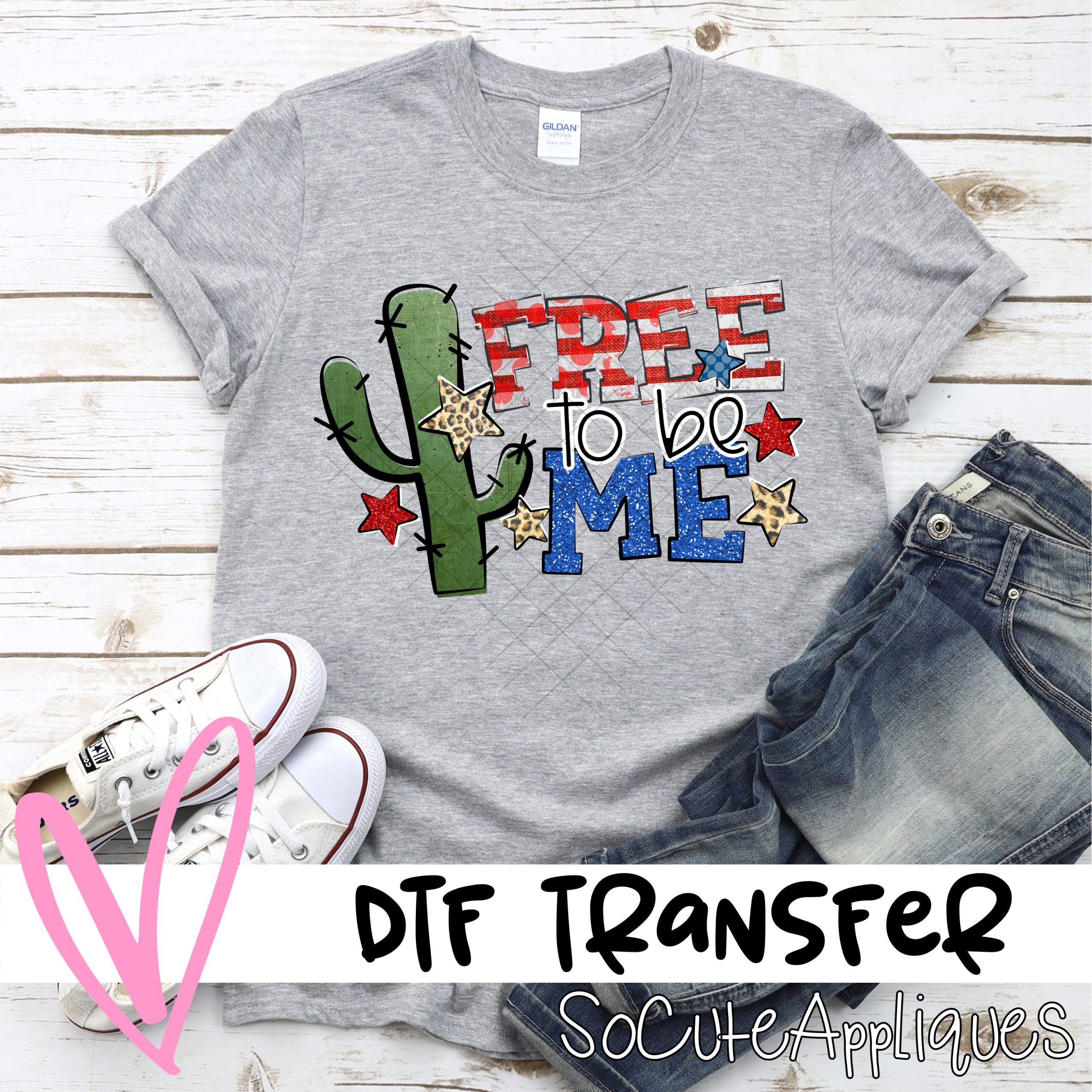 All American cactus on flag  *DTF* Transfer