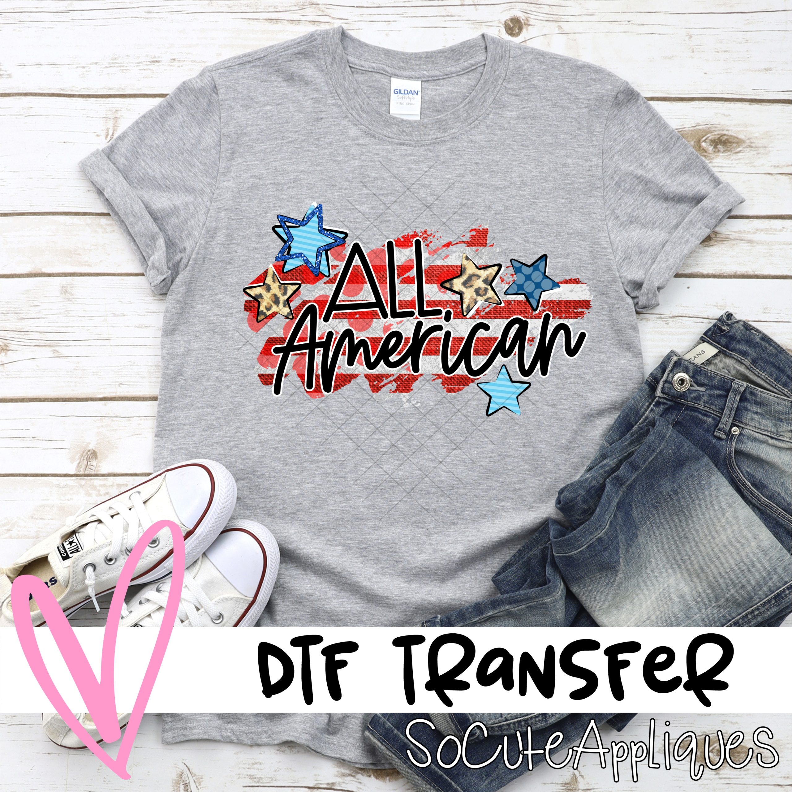 All American on flag  *DTF* Transfer