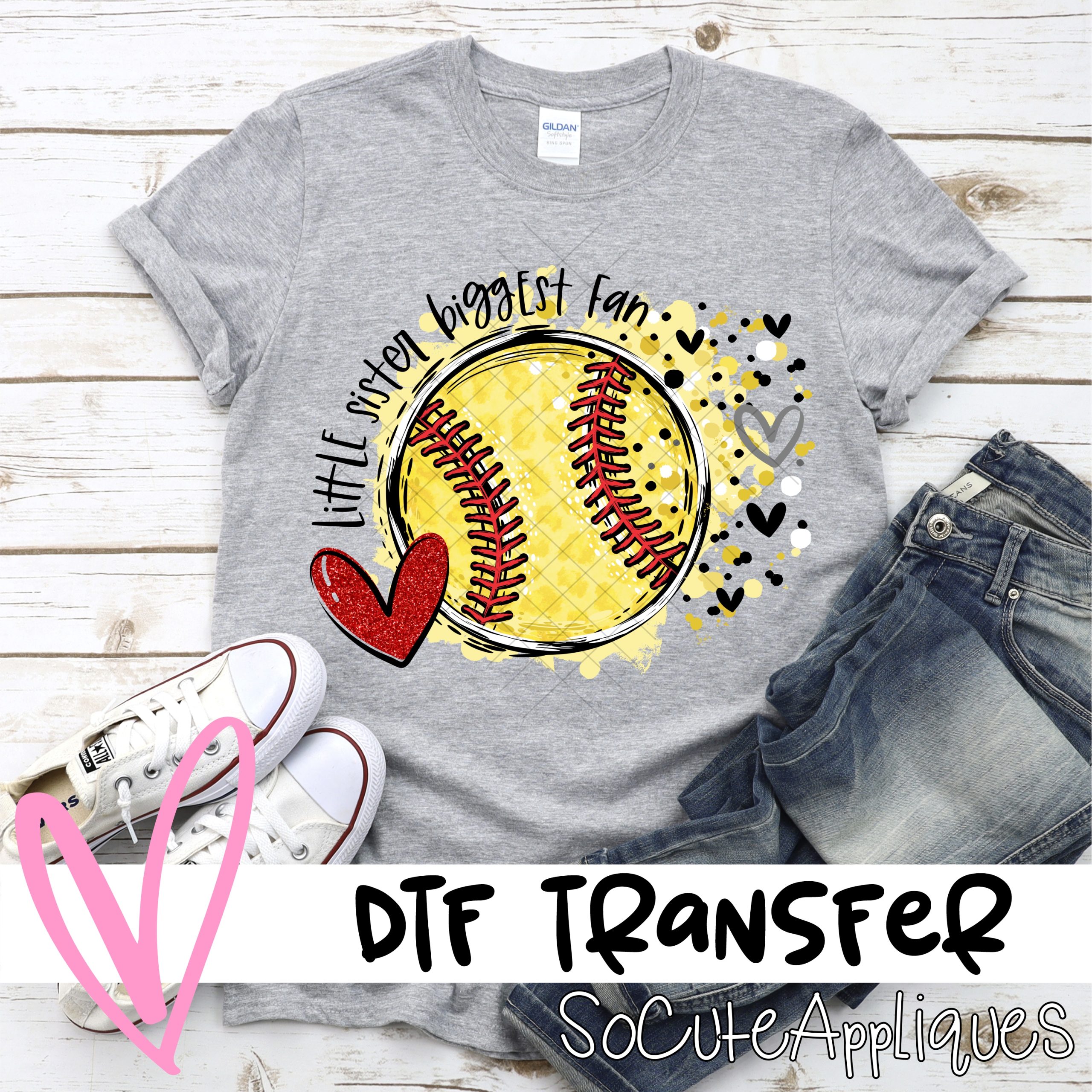 Little sister biggest fan softball *DTF* Transfer