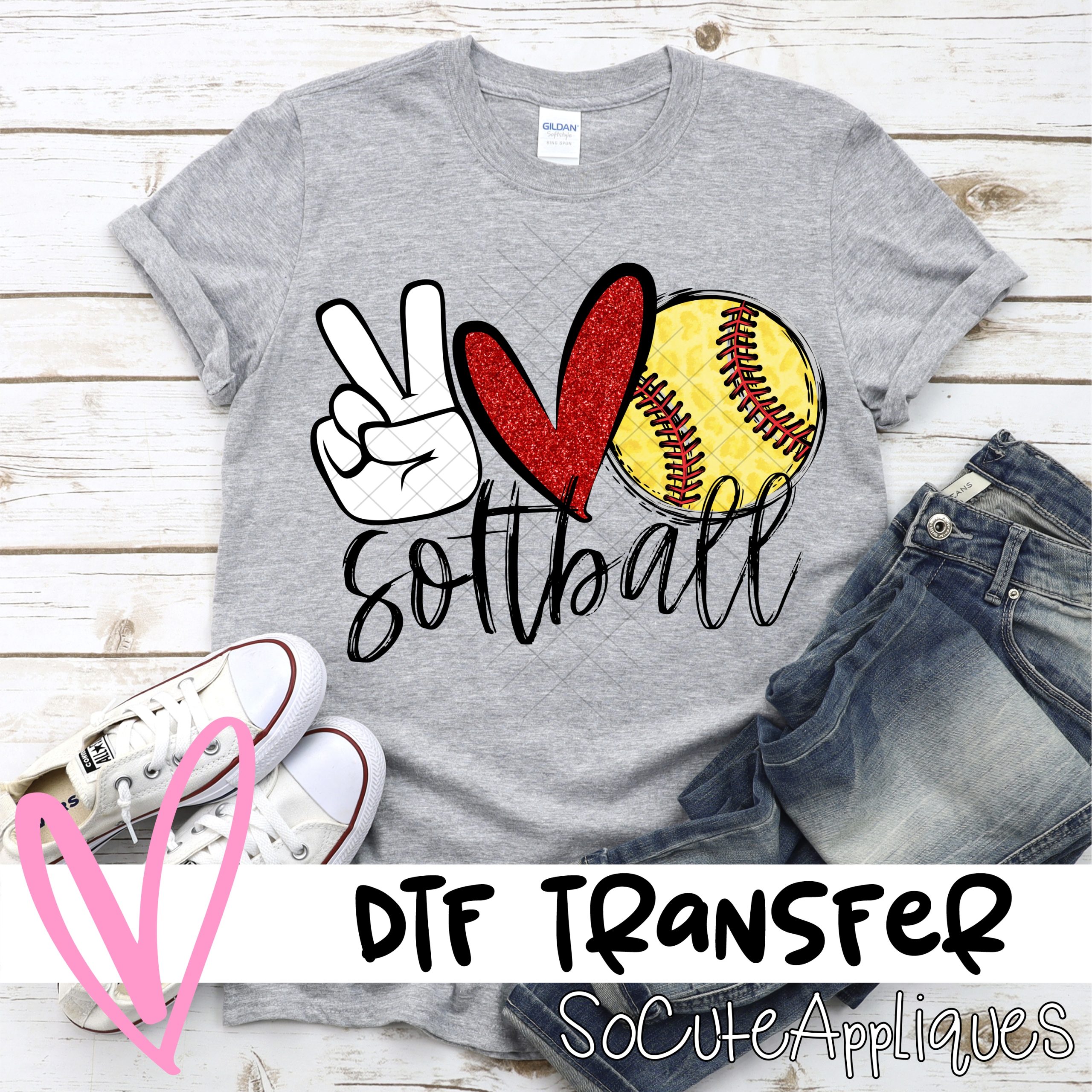Peace love softball *DTF* Transfer