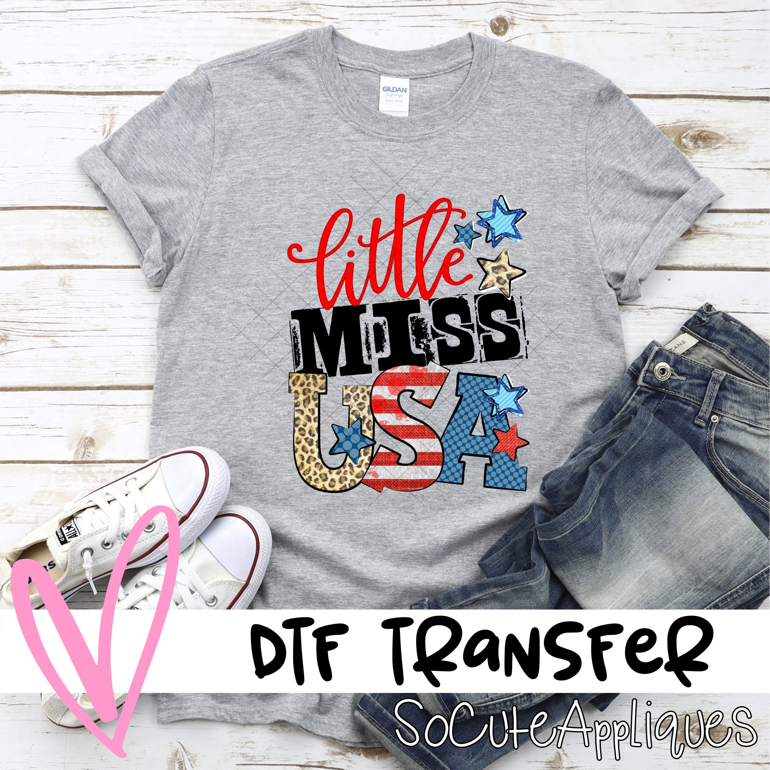 Little miss USA leopard *DTF* Transfer