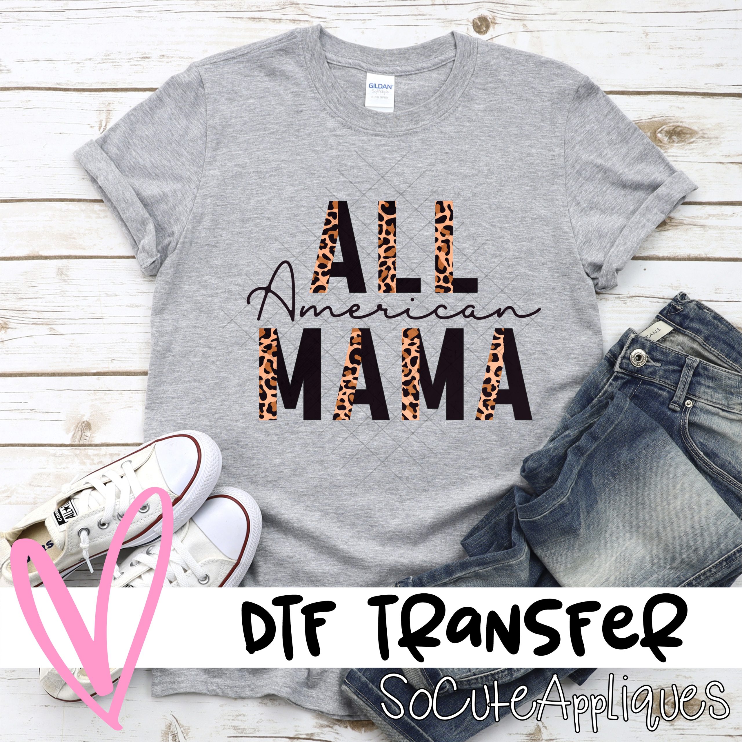 All American mama half leopard *DTF* Transfer