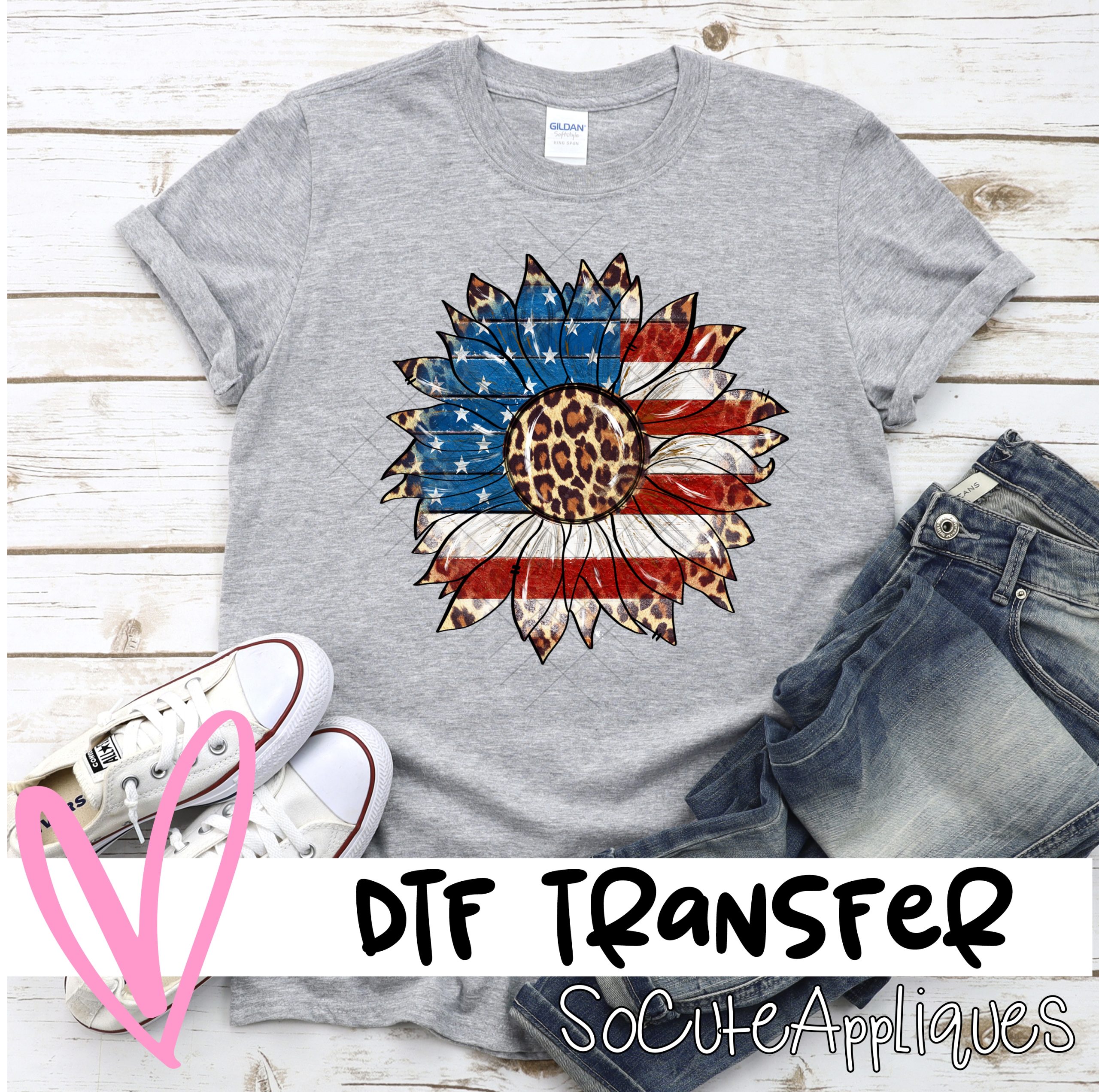 Patriotic leopard sunflower *DTF* Transfer