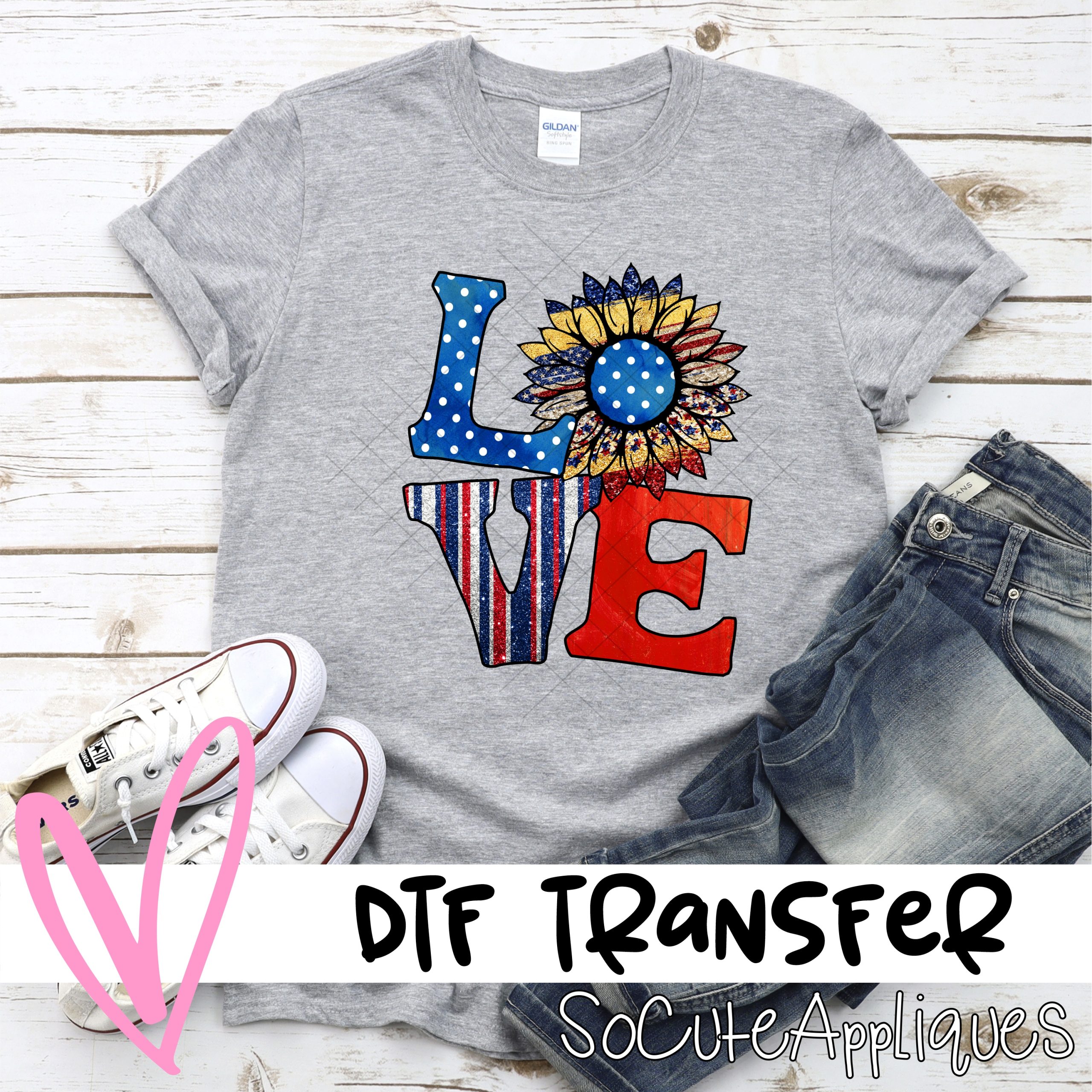 Love patriotic sunflower *DTF* Transfer
