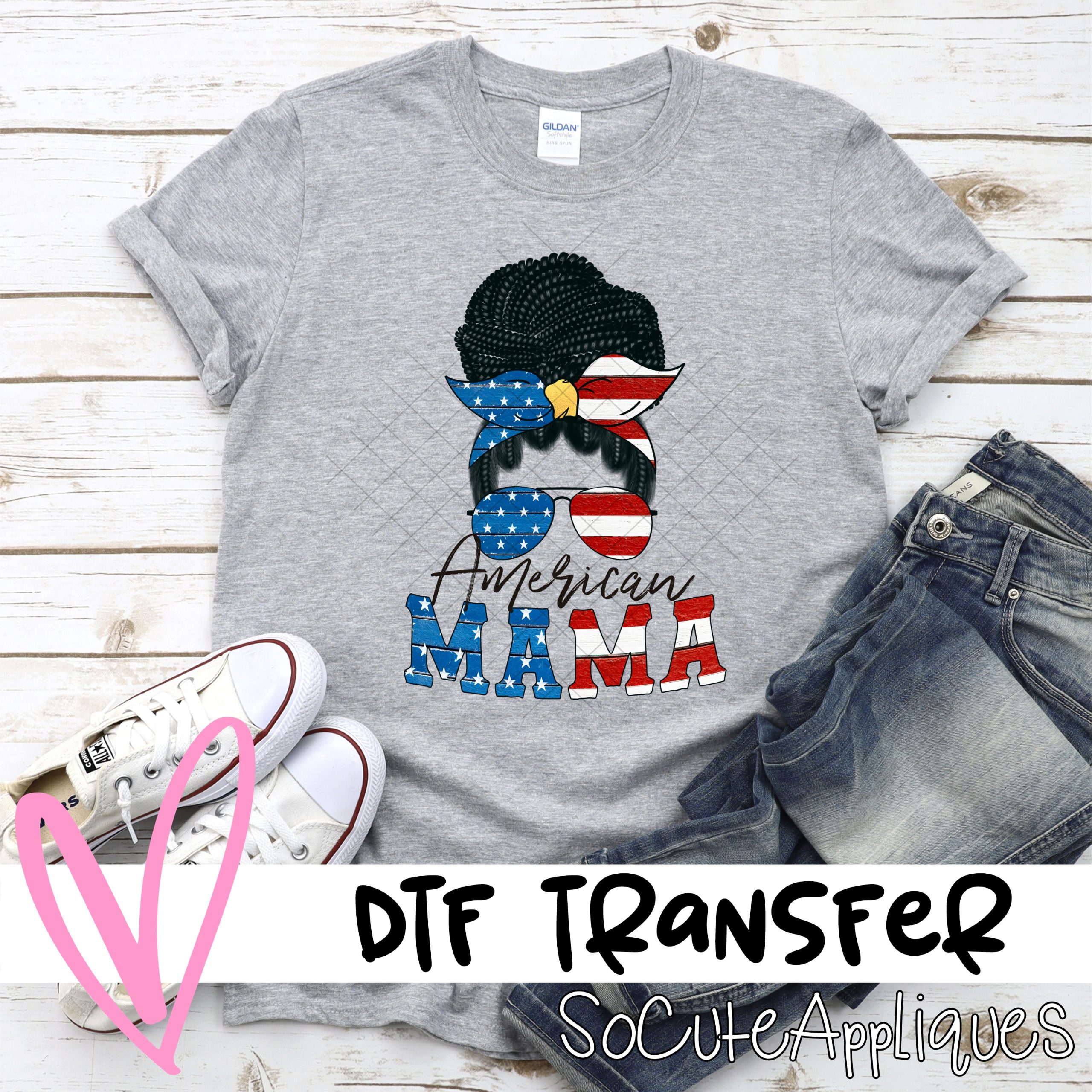 American mama flag braided *DTF* Transfer