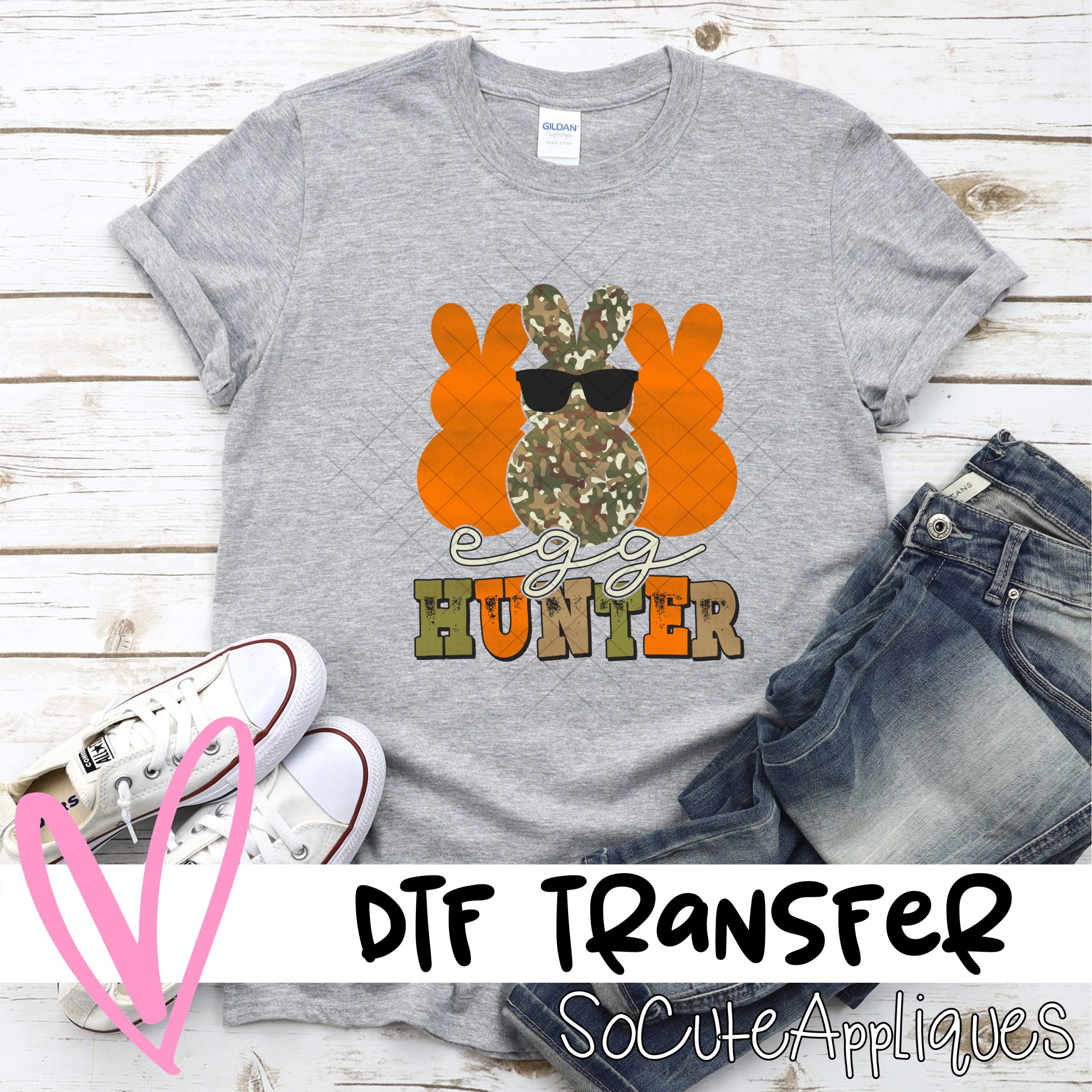 Egg hunter camo orange *DTF* Transfer