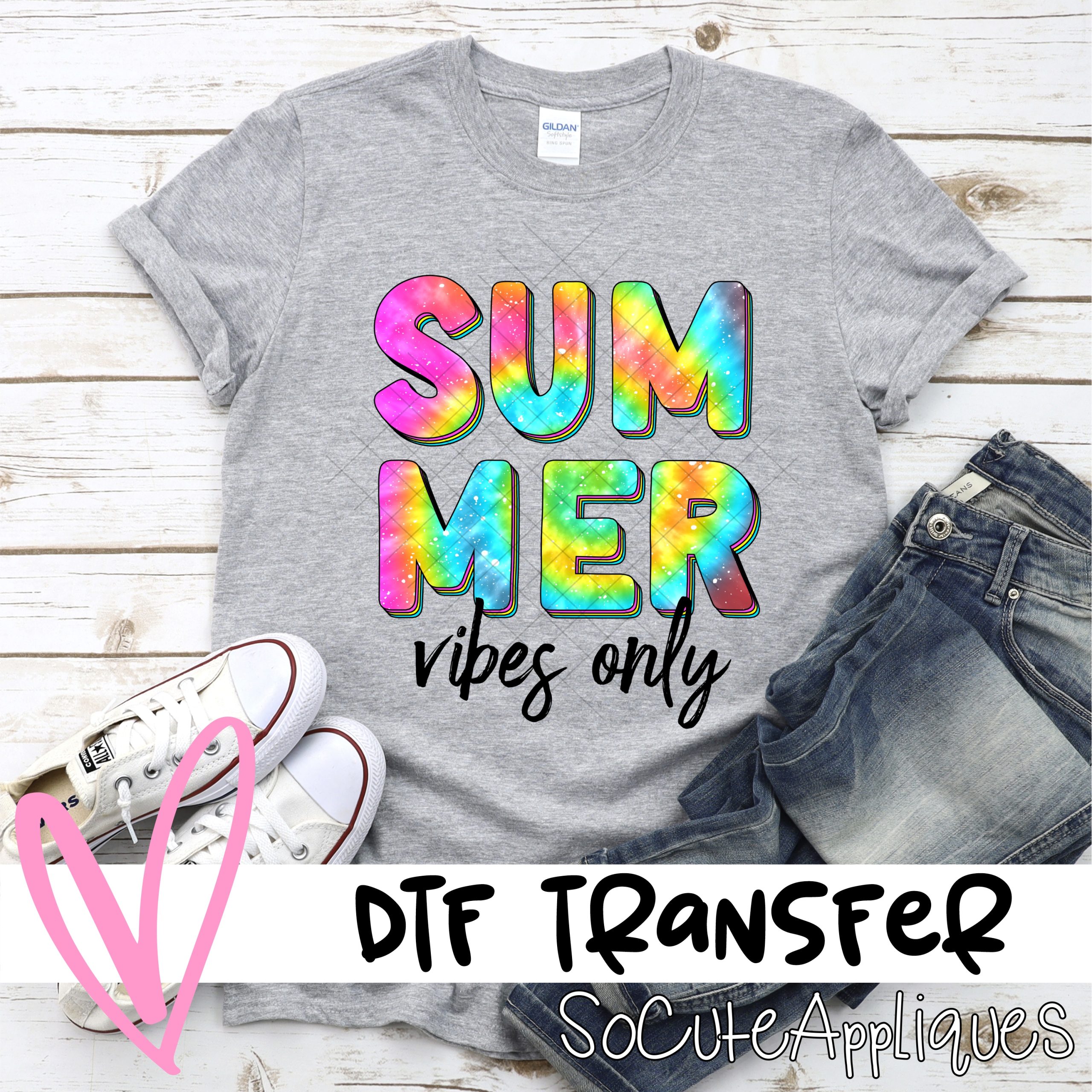 Summer vibes only tie dye distressed *DTF* Transfer