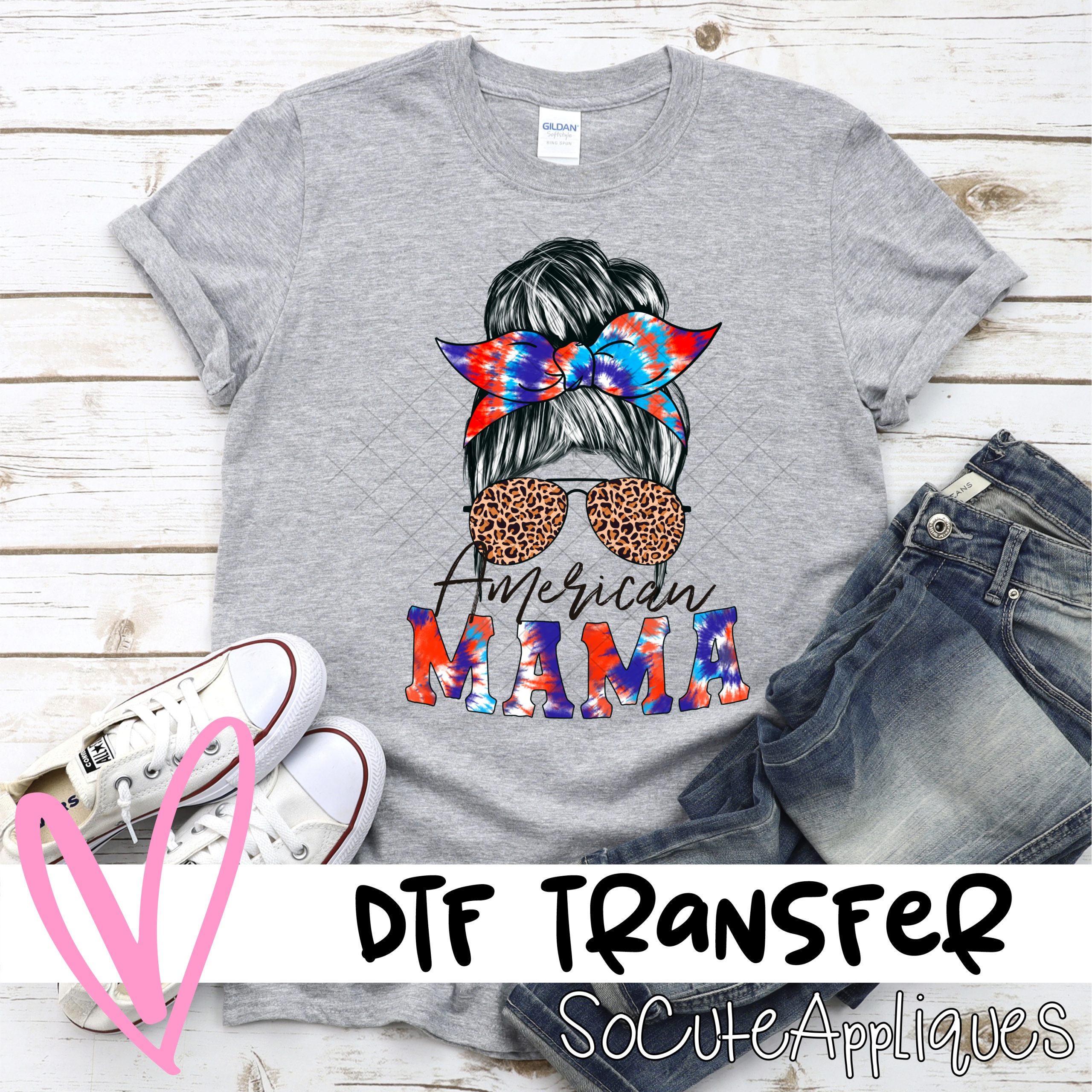 american mama straight tie dye *DTF* Transfer