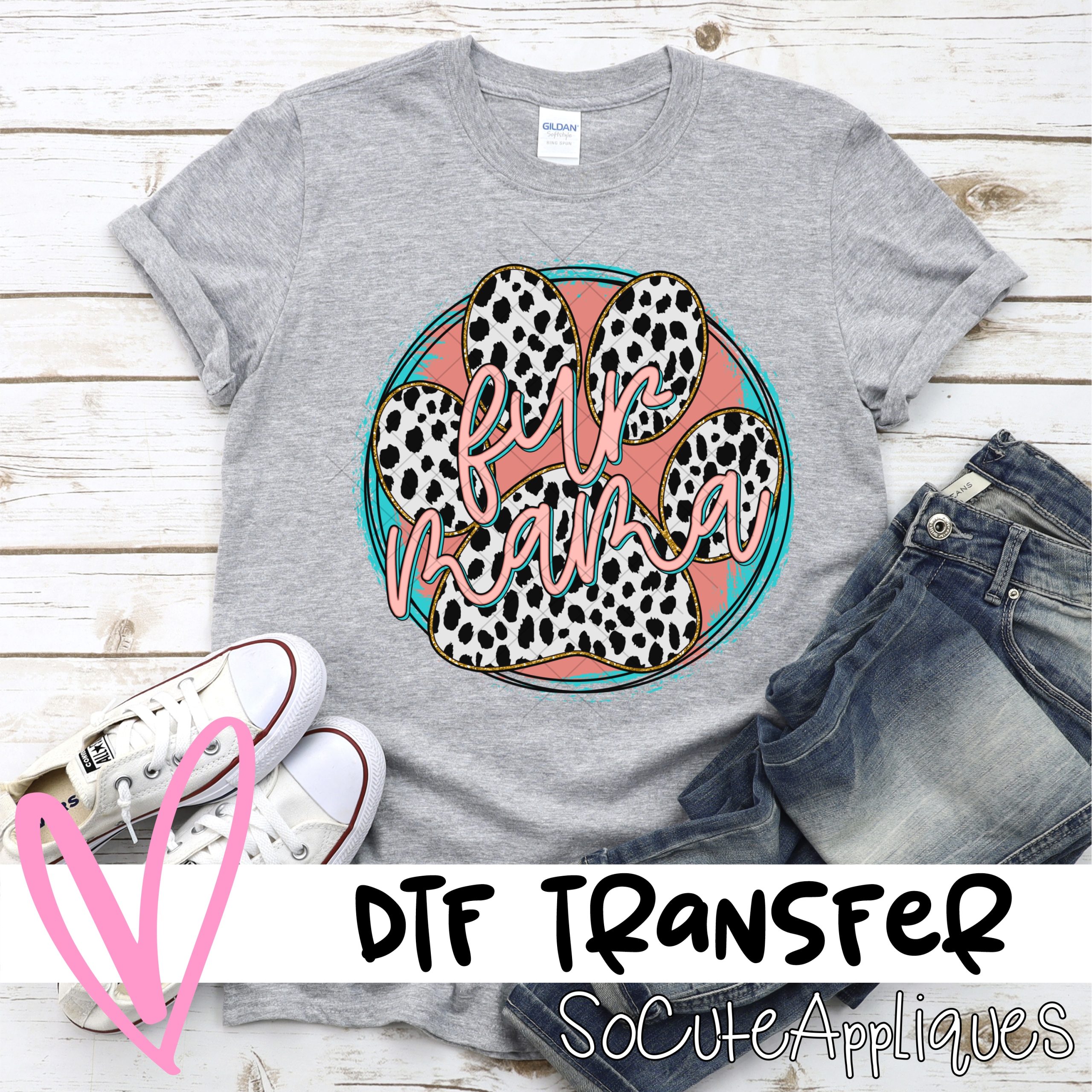 Fur mama white leopard *DTF* Transfer