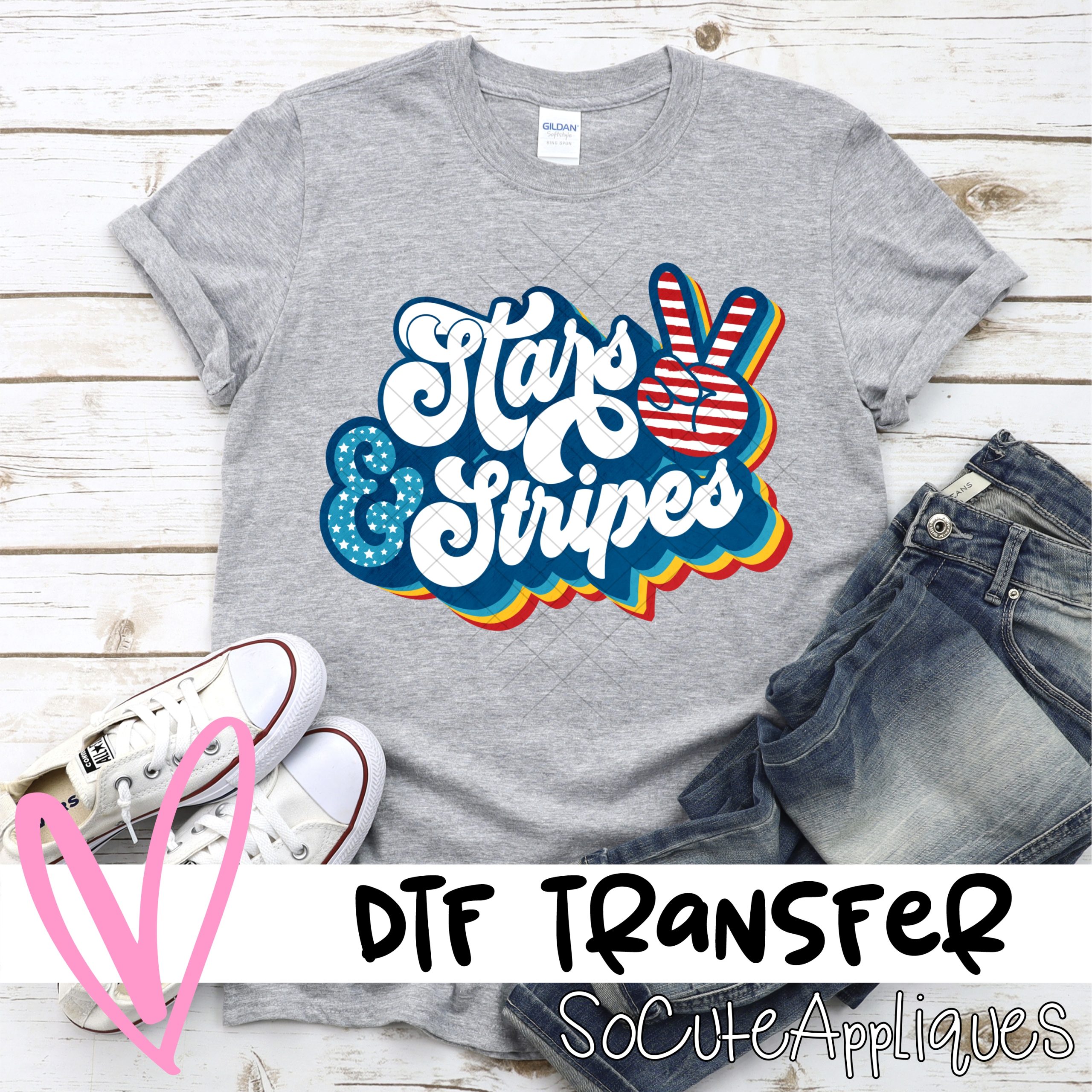 Stars stripes peace sign retro *DTF* Transfer