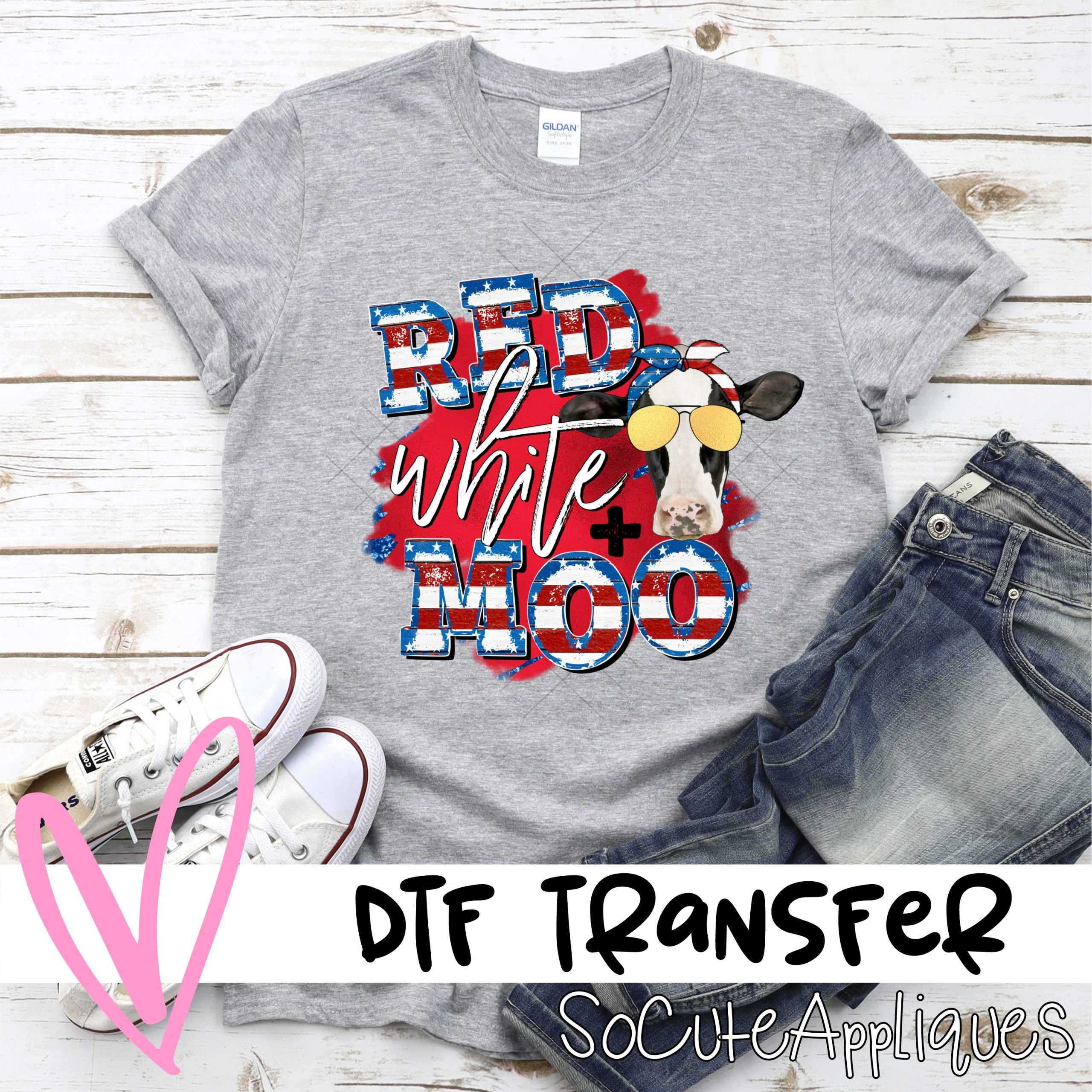 Red White and MOO *DTF* Transfer