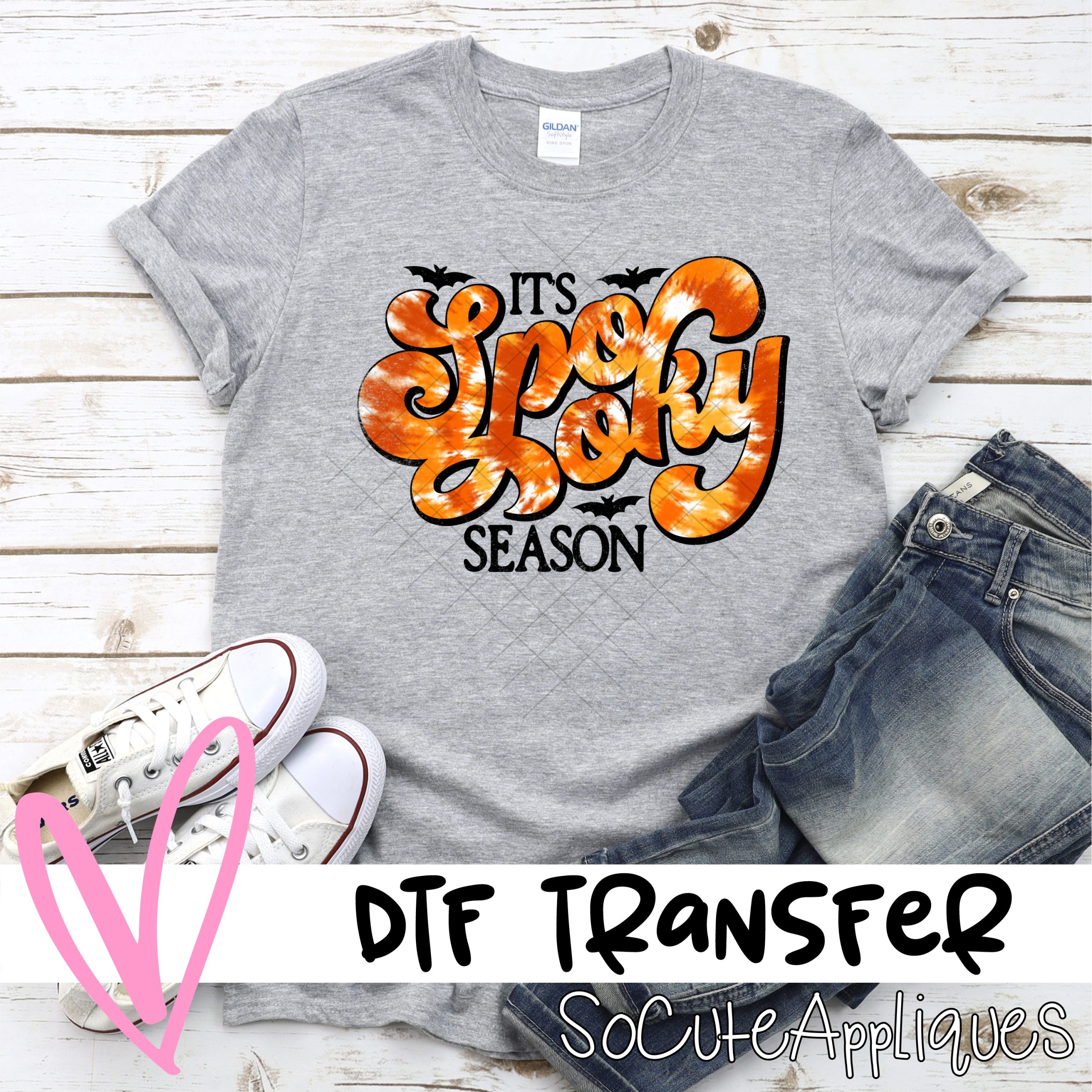 spooky season vintage tie dye orange *DTF* Transfer