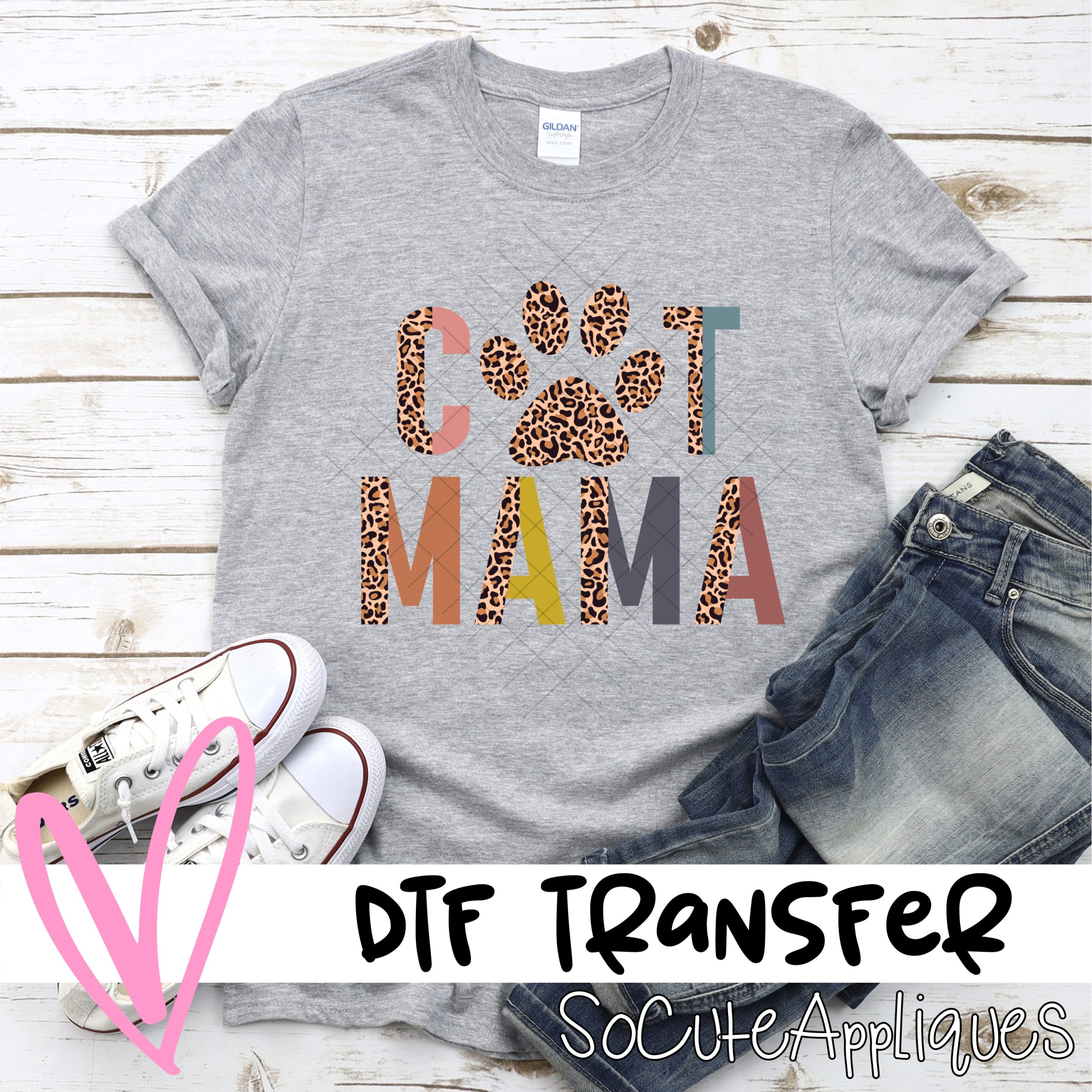cat mama half leopard *DTF* Transfer