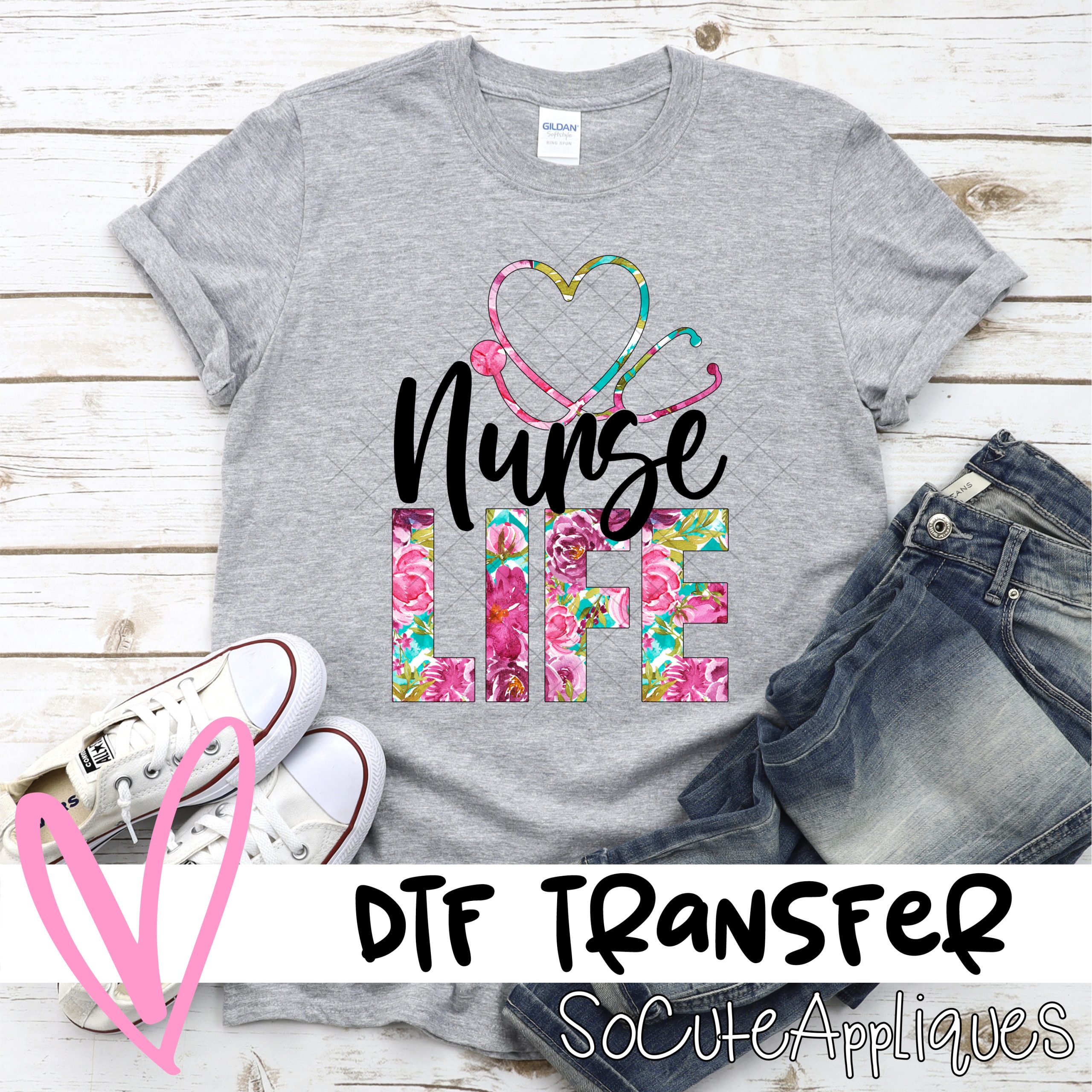 nurse life face leopard *DTF* Transfer