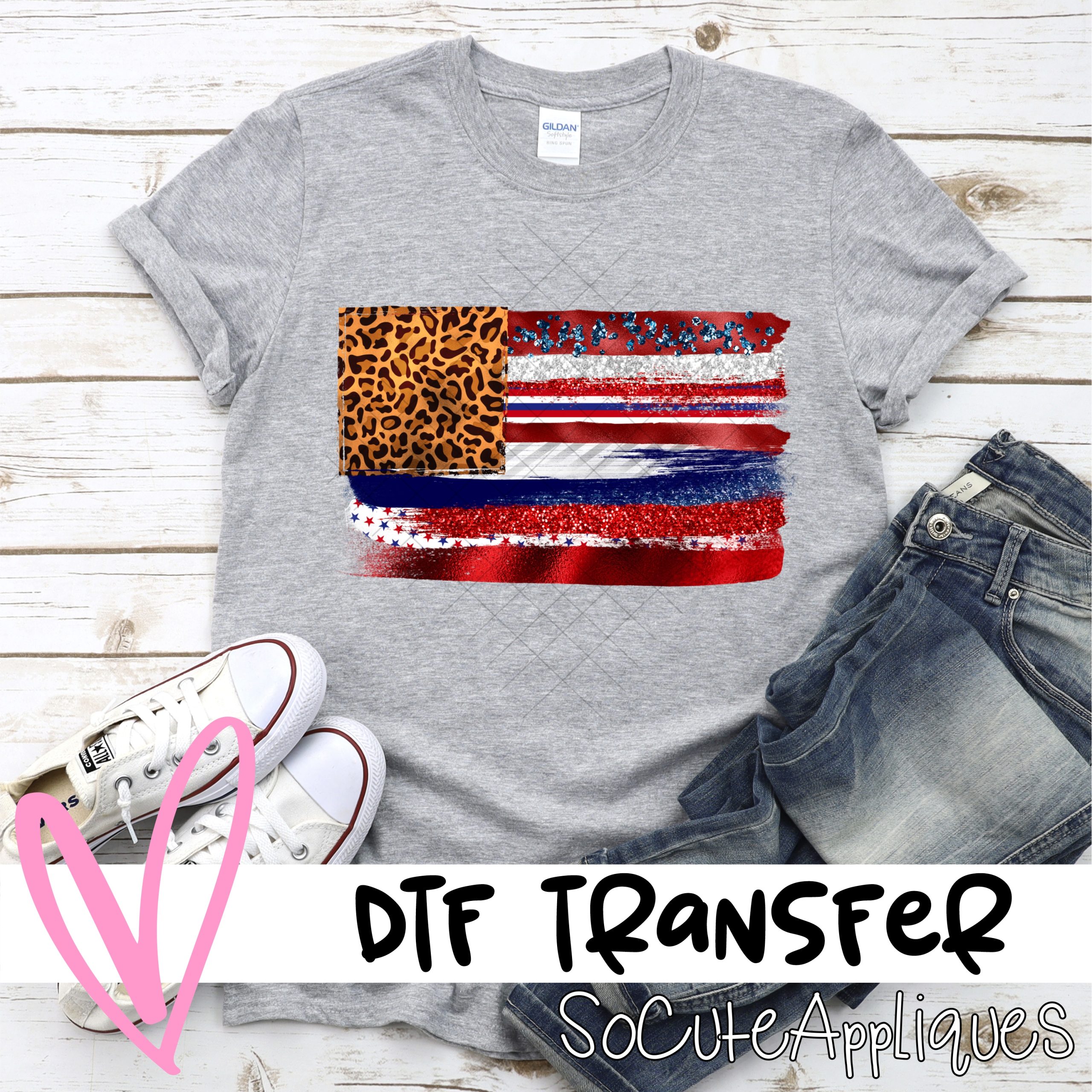 leopard brush flag *DTF* Transfer
