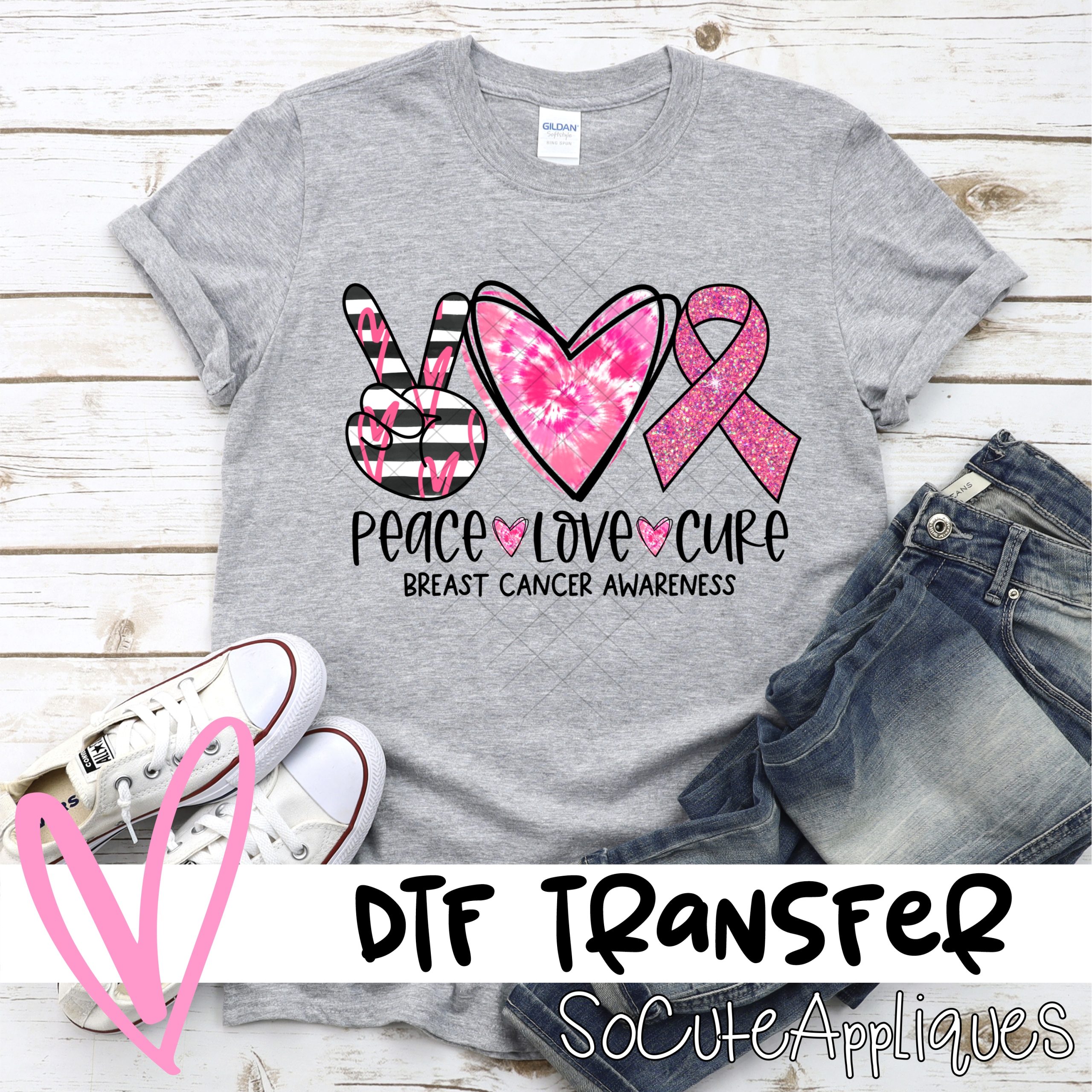 peace love cure breast cancer tie dye *DTF* Transfer