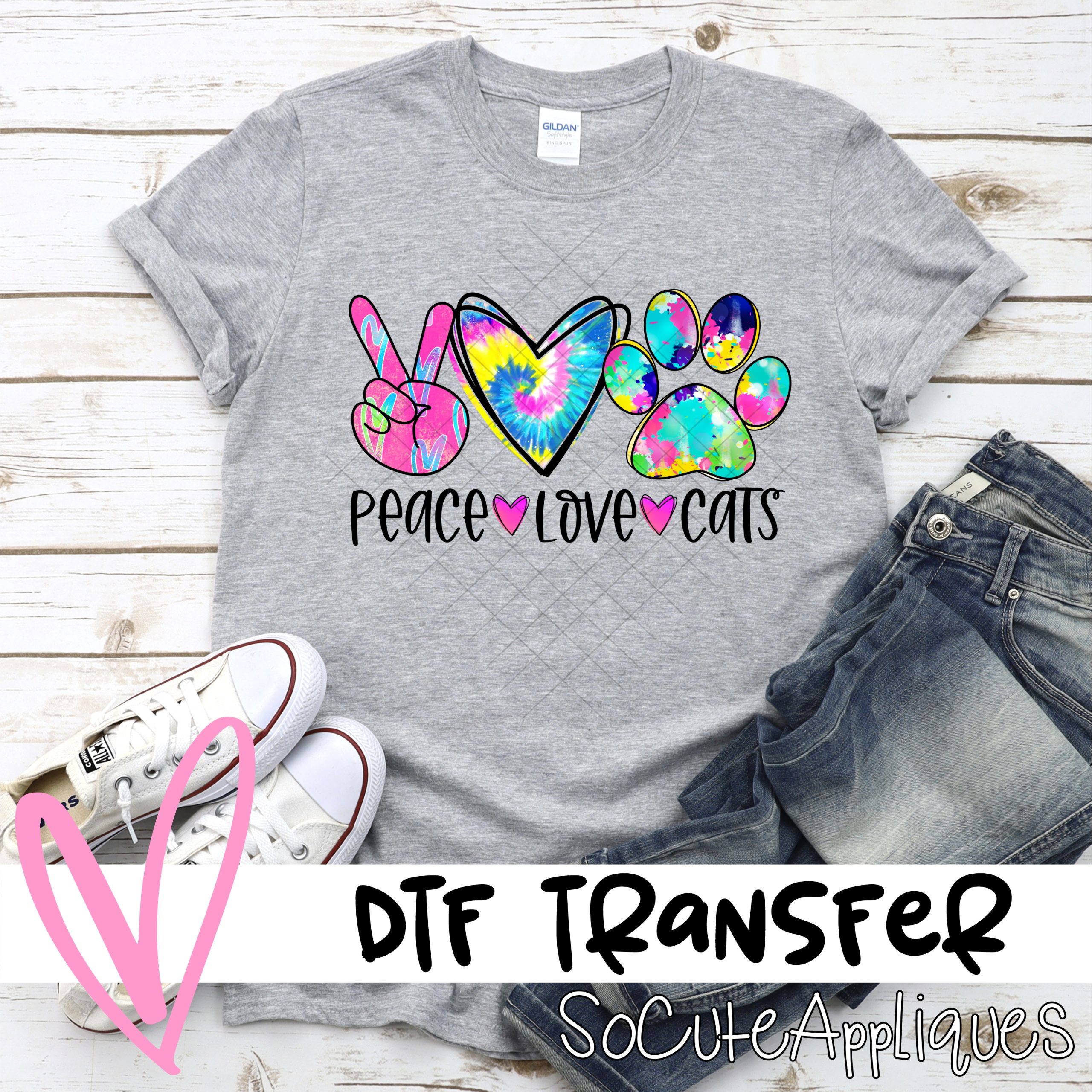 Peace love cats colorful *DTF* Transfer