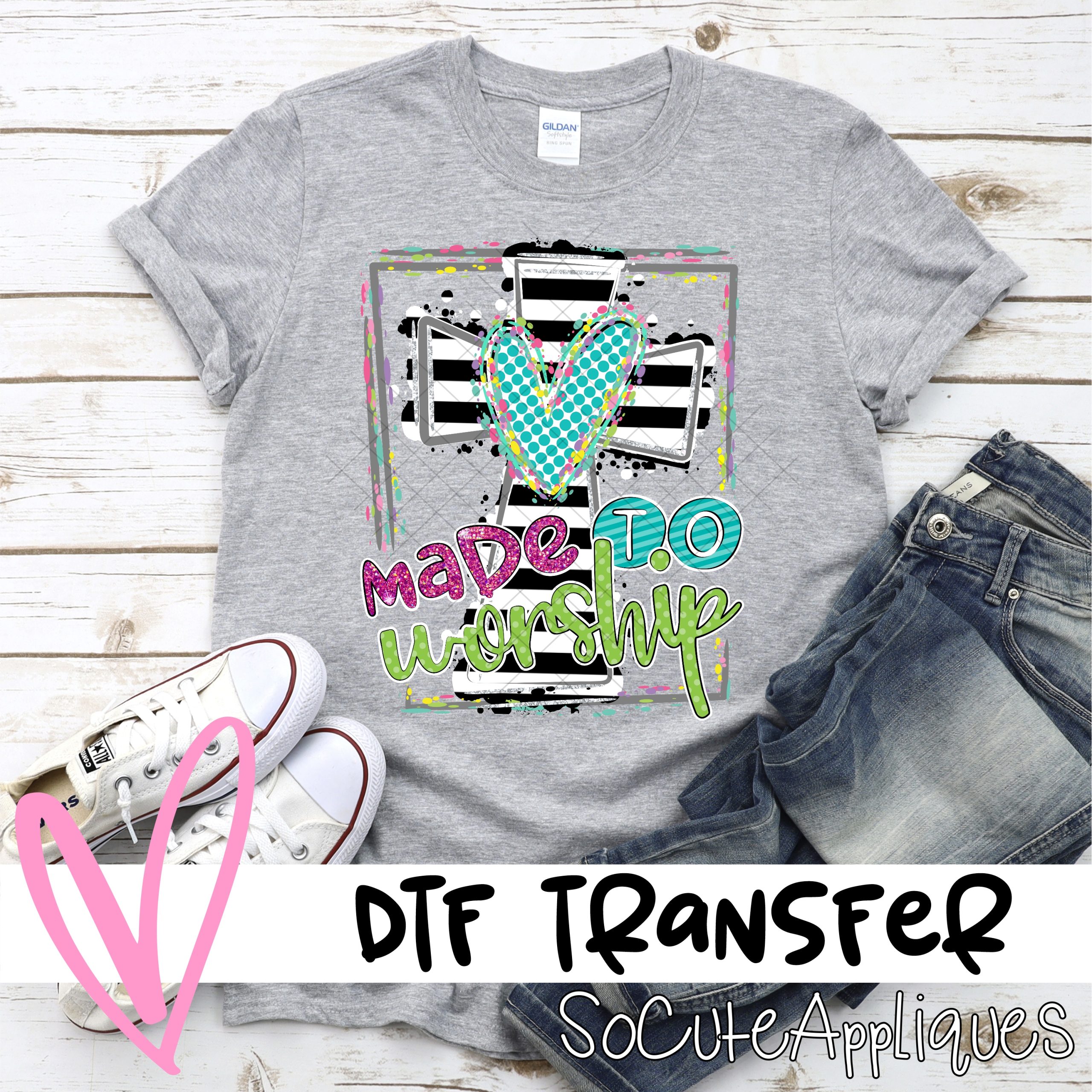 Made to worship black stripe cross  *DTF* Transfer