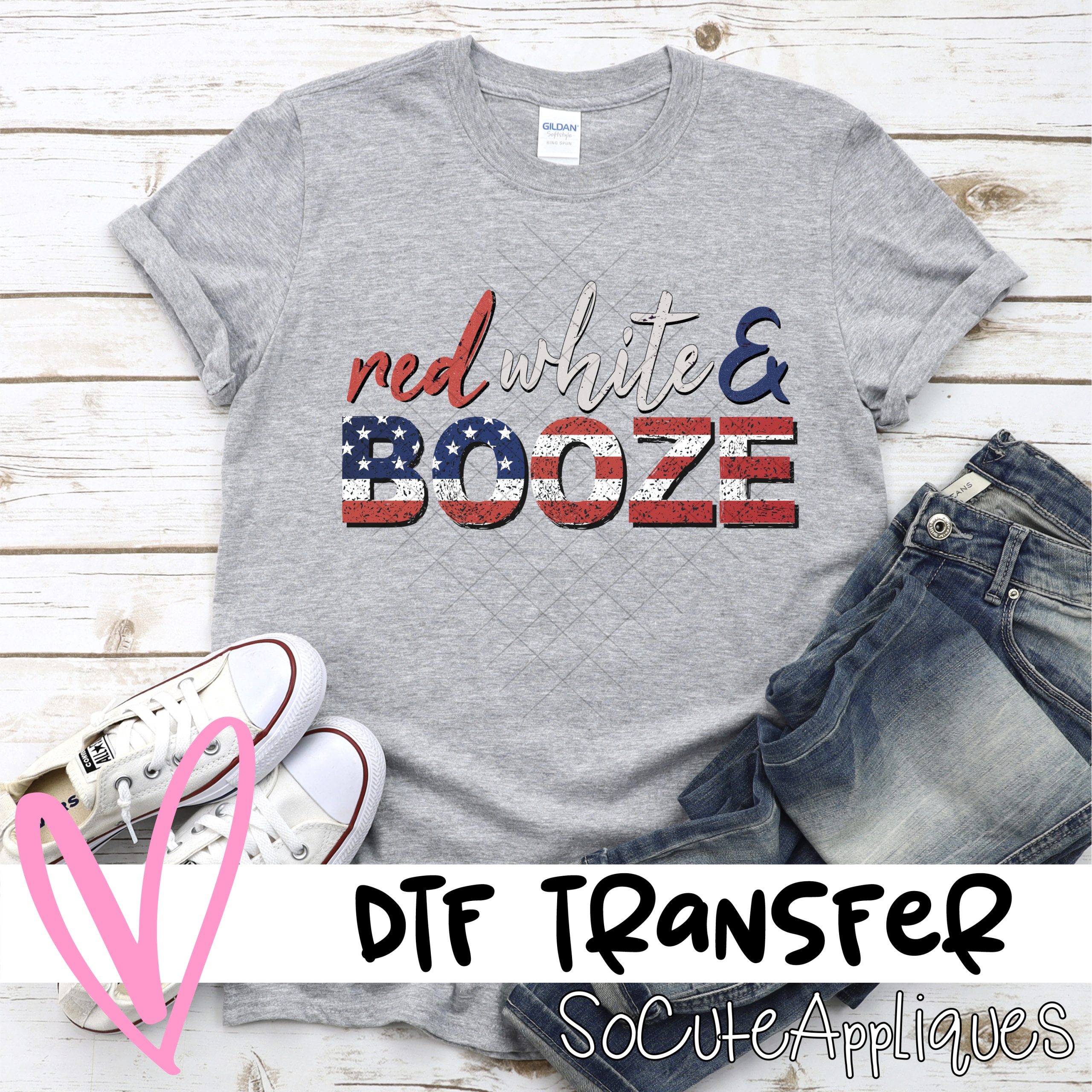 red white BOOZE *DTF* Transfer