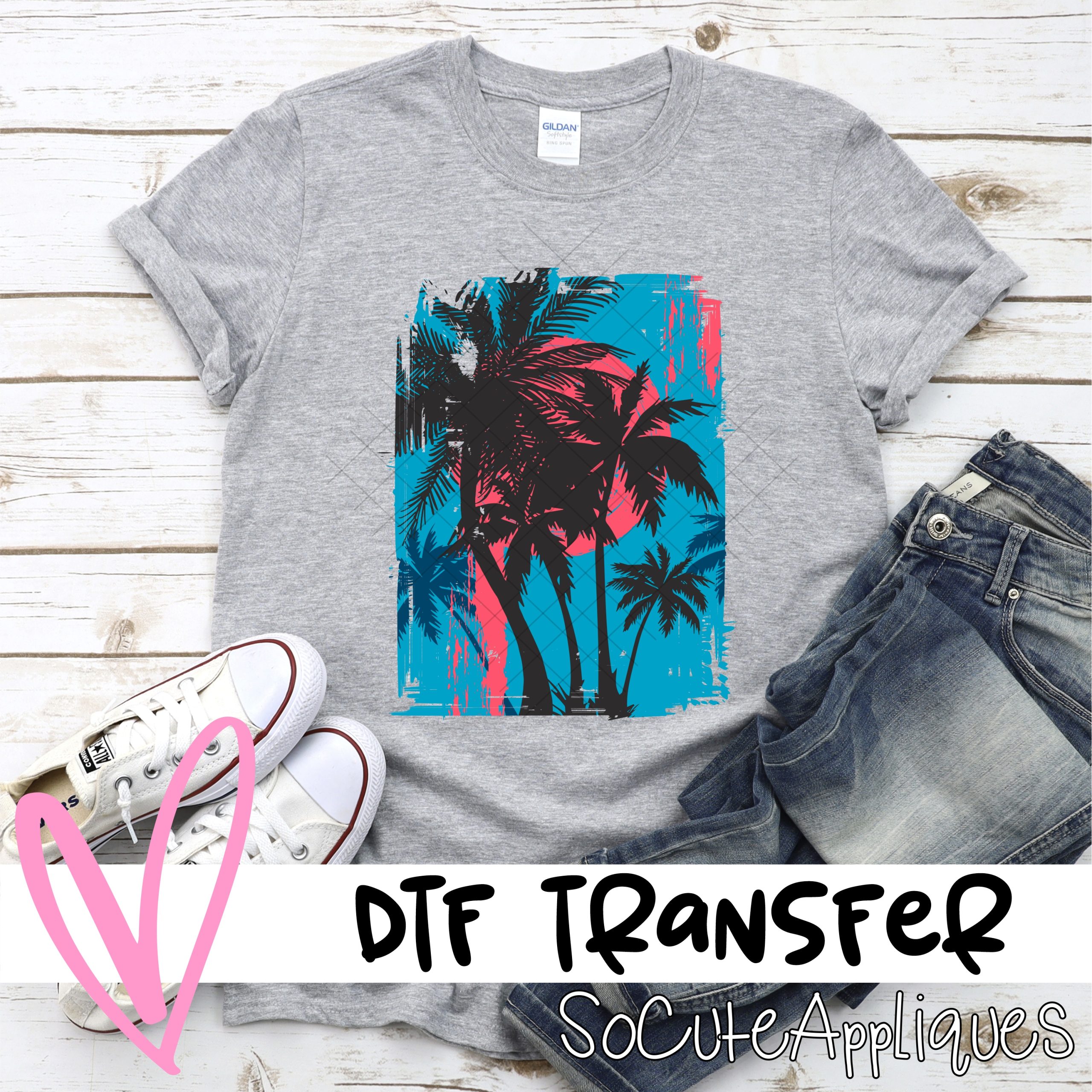 Palm tree blue and pink *DTF* Transfer