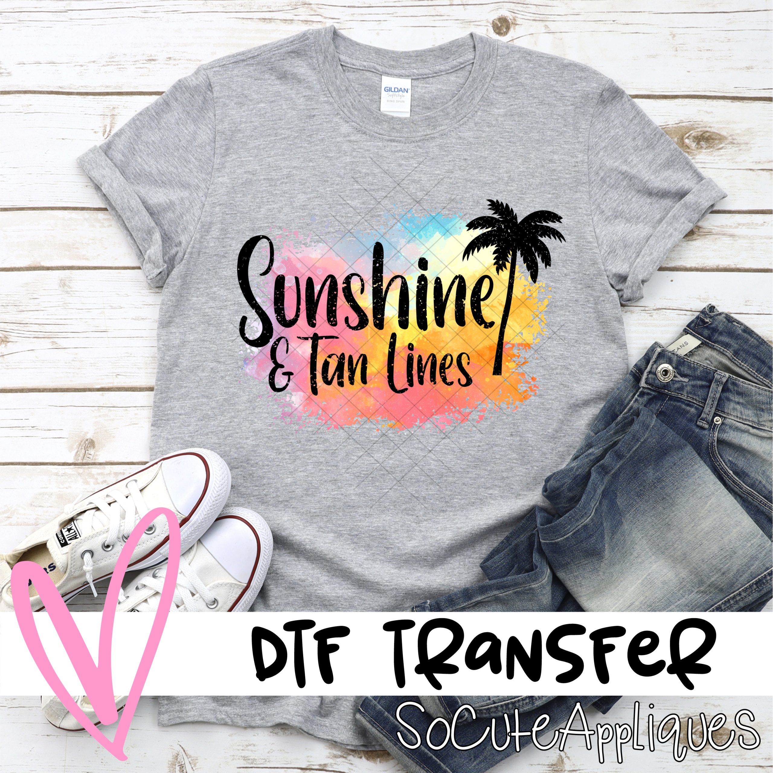 Sunshine Tan Lines Palm Tree Dtf Transfer