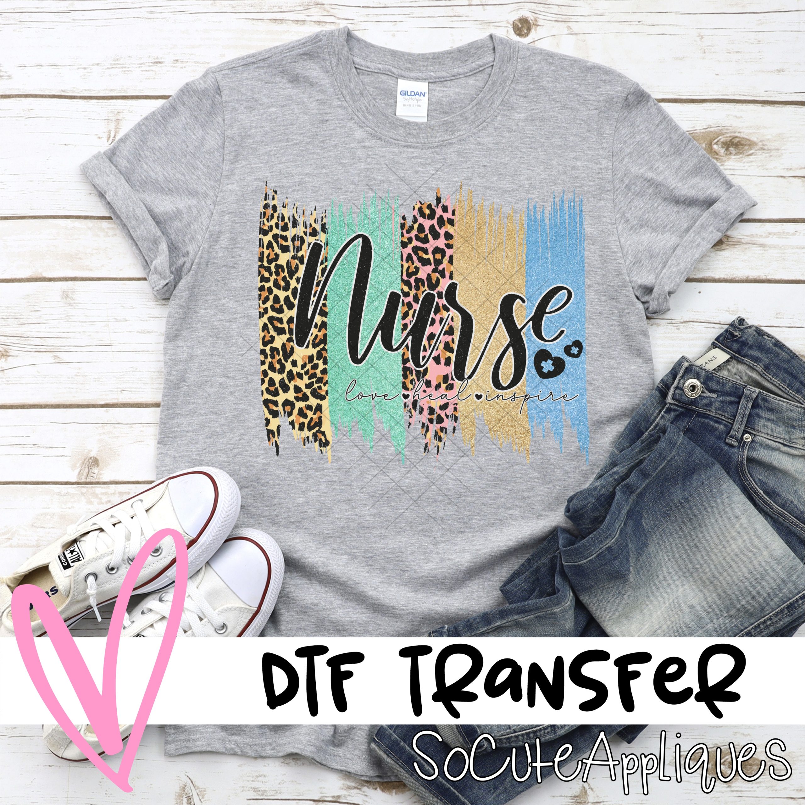 Nurse LEOPARD GLITTER *DTF* Transfer