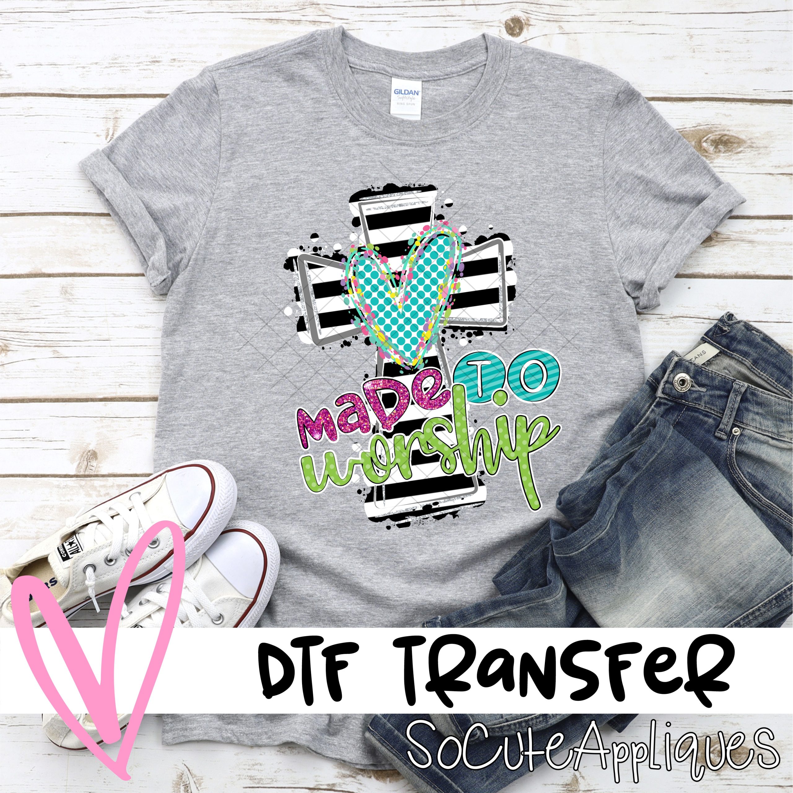 Made to worship black stripe cross NO BOX  *DTF* Transfer