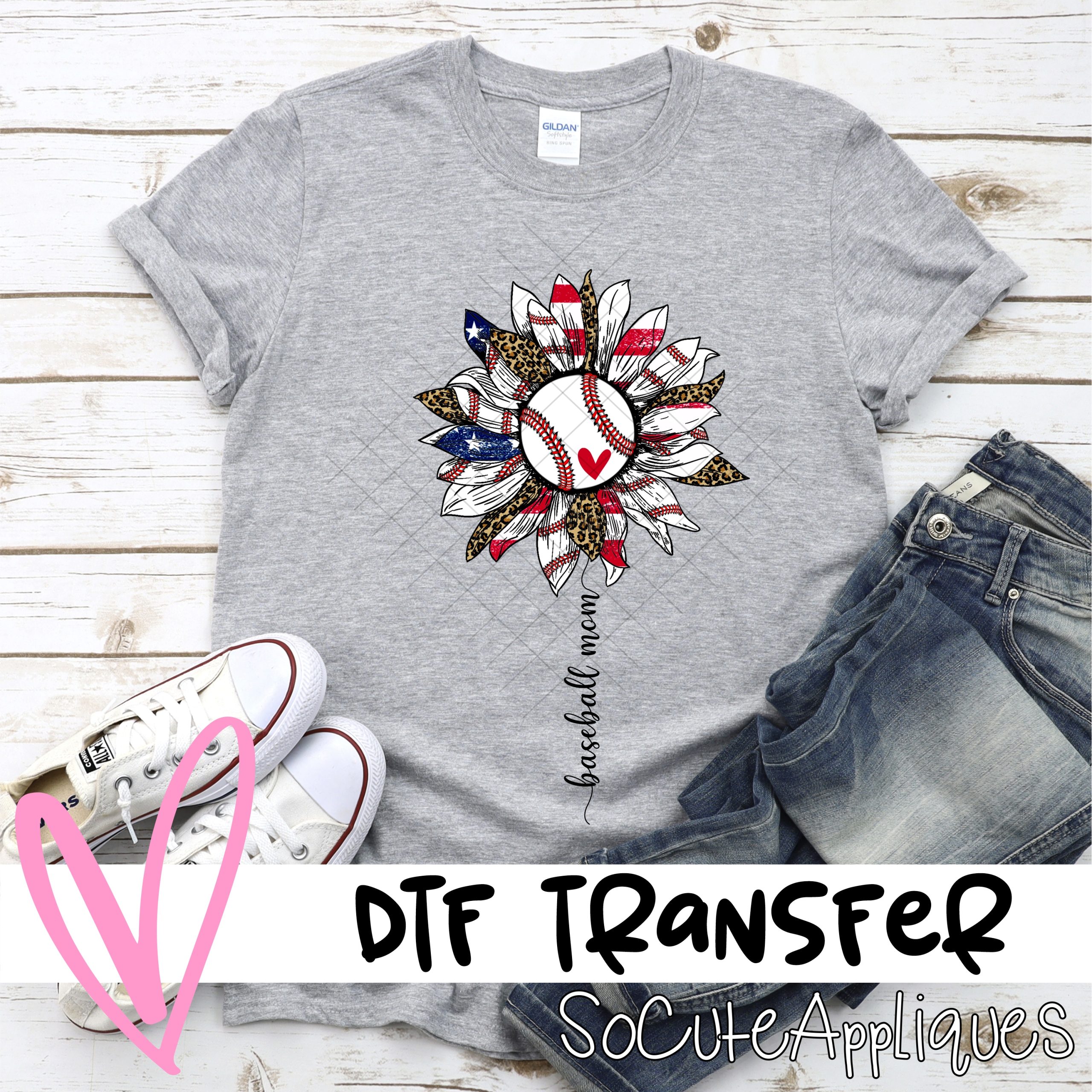 Baseball mom FLOWER *DTF* Transfer